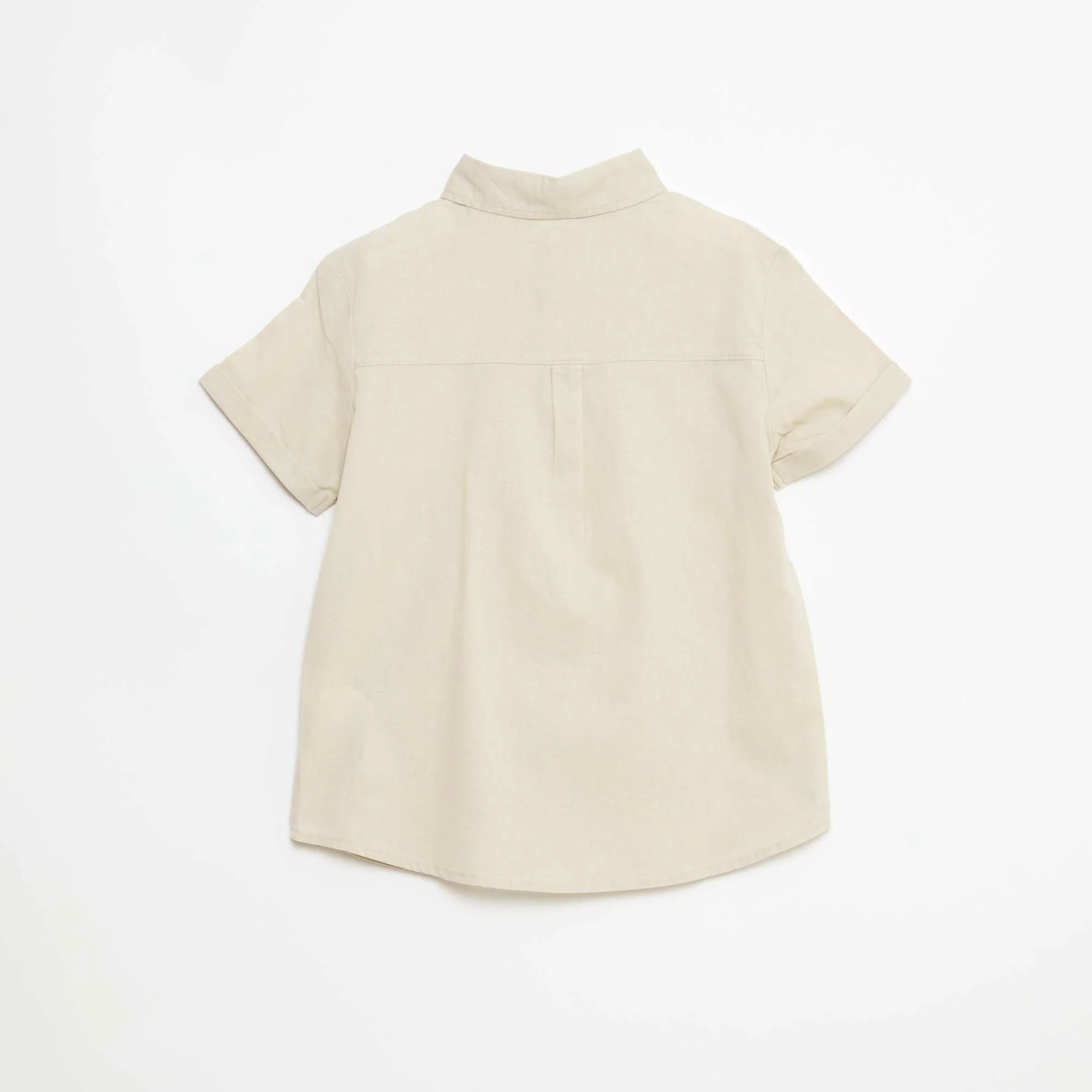 Regular Fit Plain Cotton Shirt BEIGE - Image 3