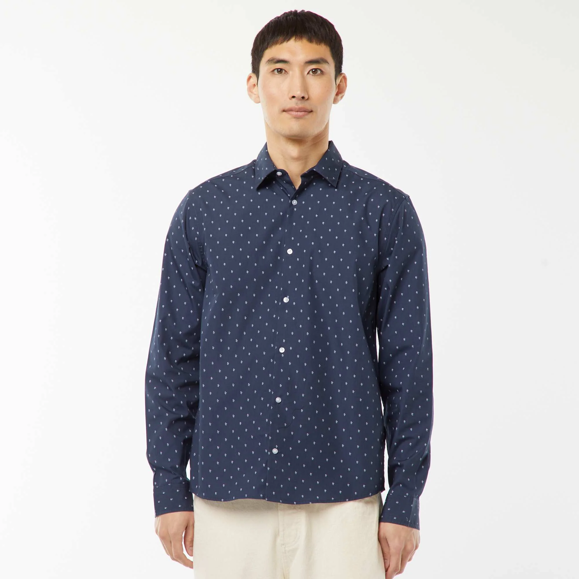 Regular fit polka dot shirt BLUE - Image 4