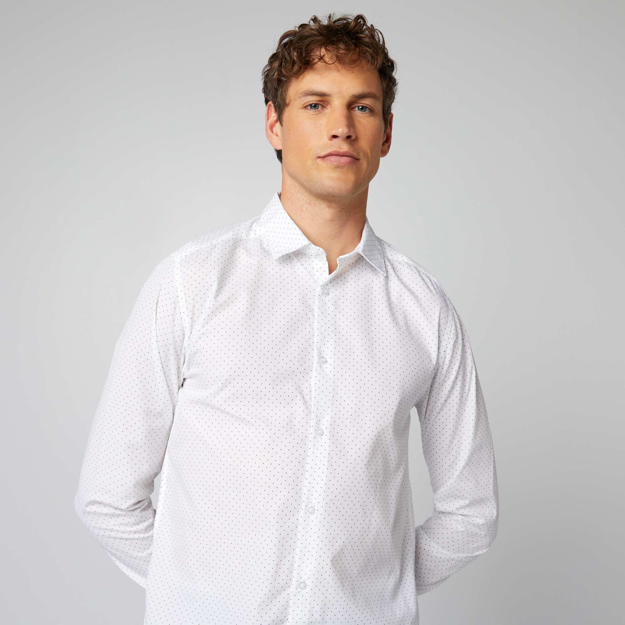 Regular fit polka dot shirt WHITE - Image 3