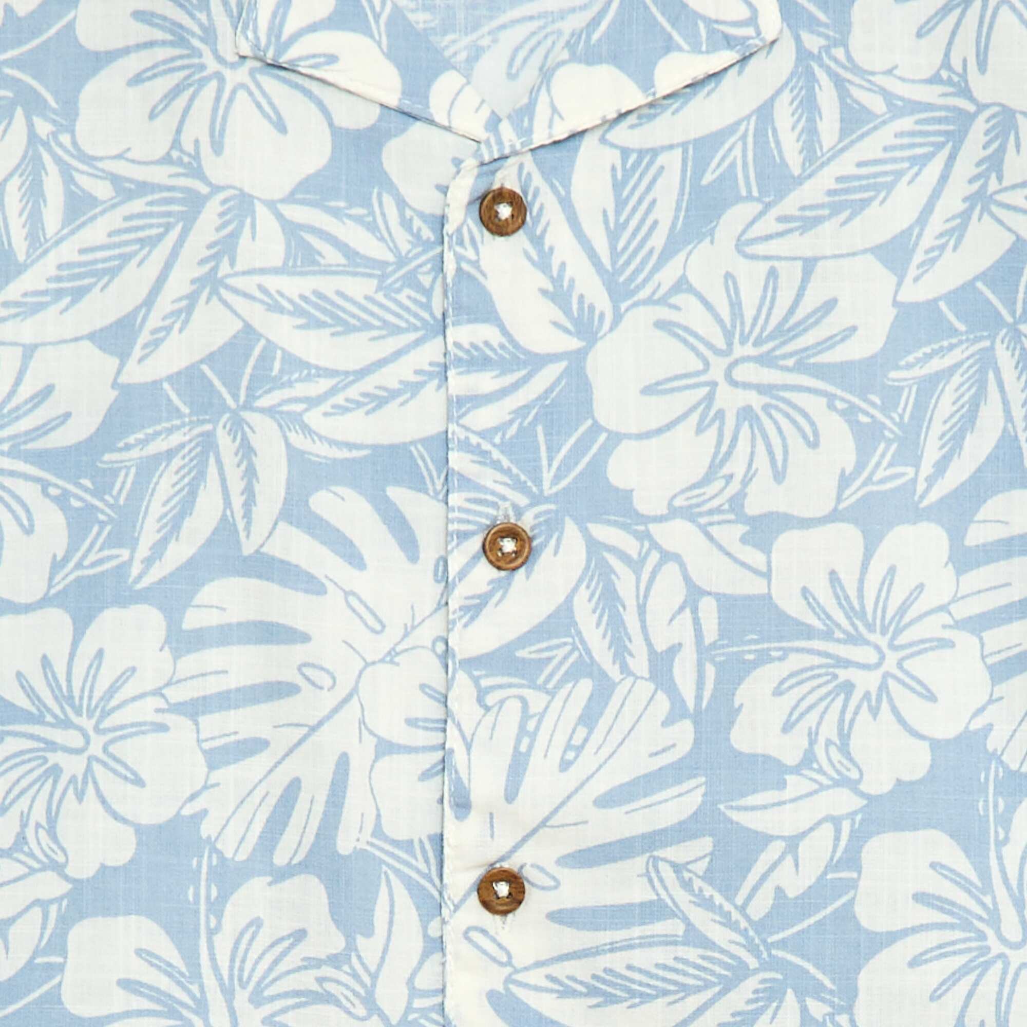 Regular Fit Short-Sleeve Cotton Shirt BLUE - Image 3