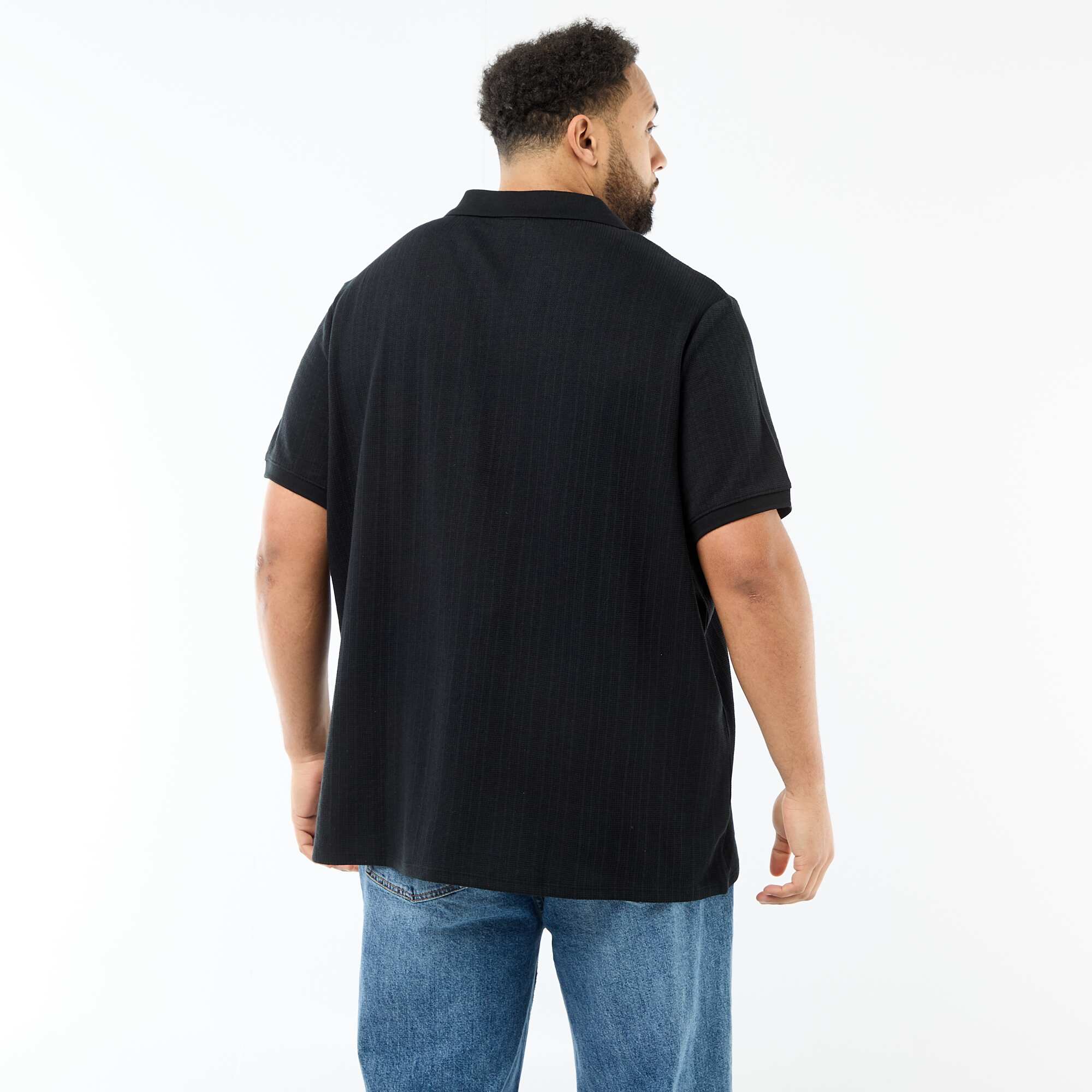 Regular Fit Short-Sleeve Polo Shirt BLACK - Image 3