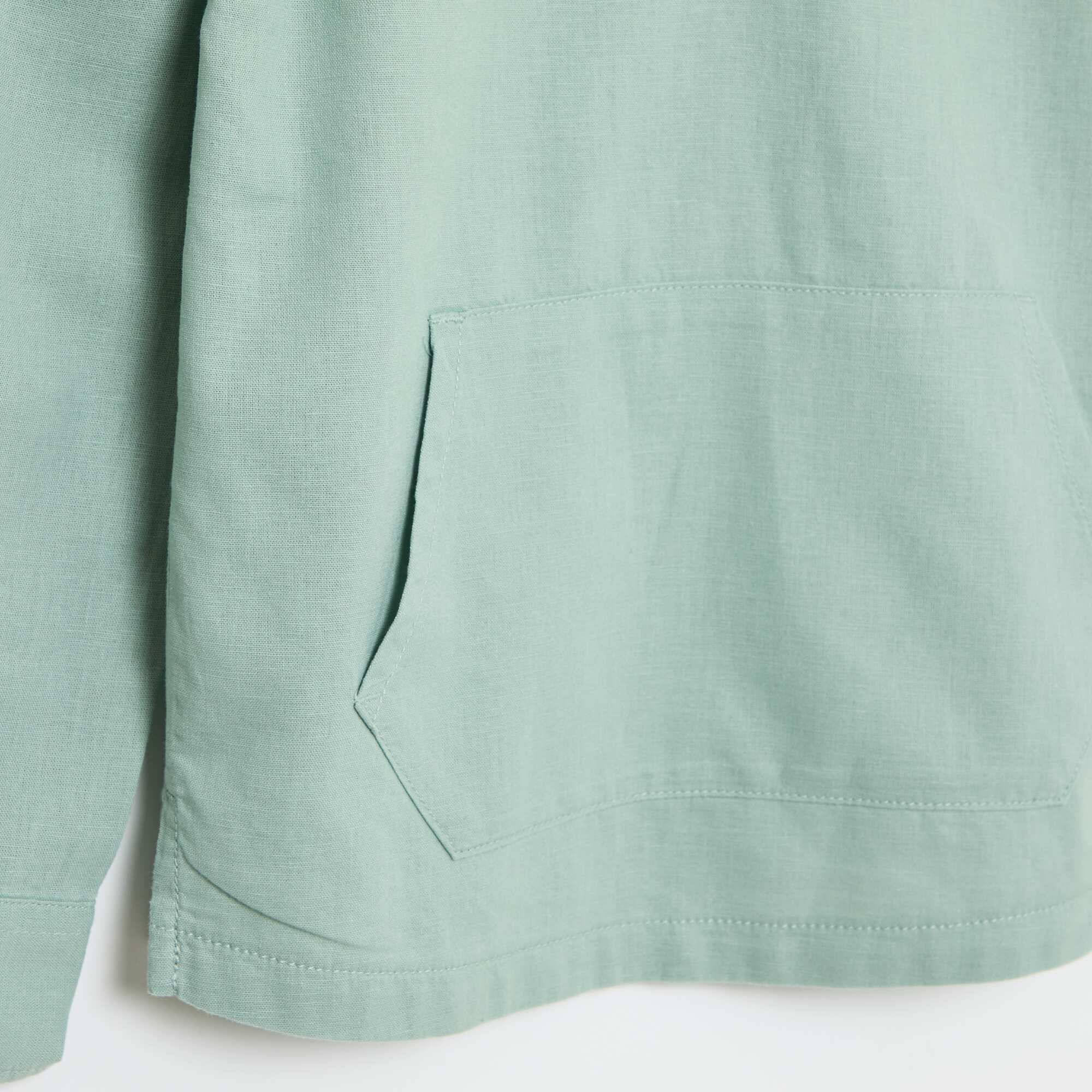 Regular Fit Solid Cotton Hooded Shirt GREEN - Image 4