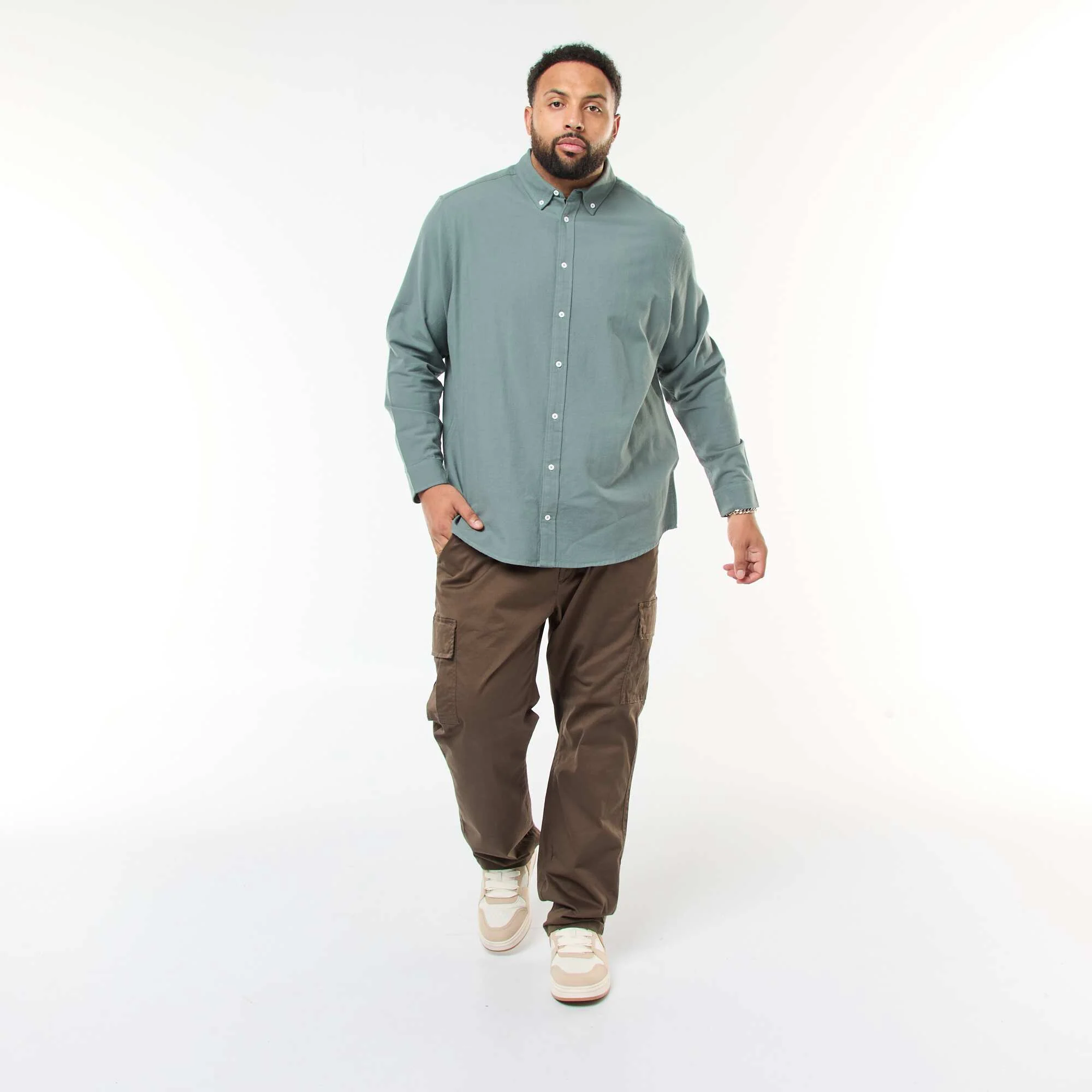 Regular Fit Solid Oxford Shirt GREEN - Image 2