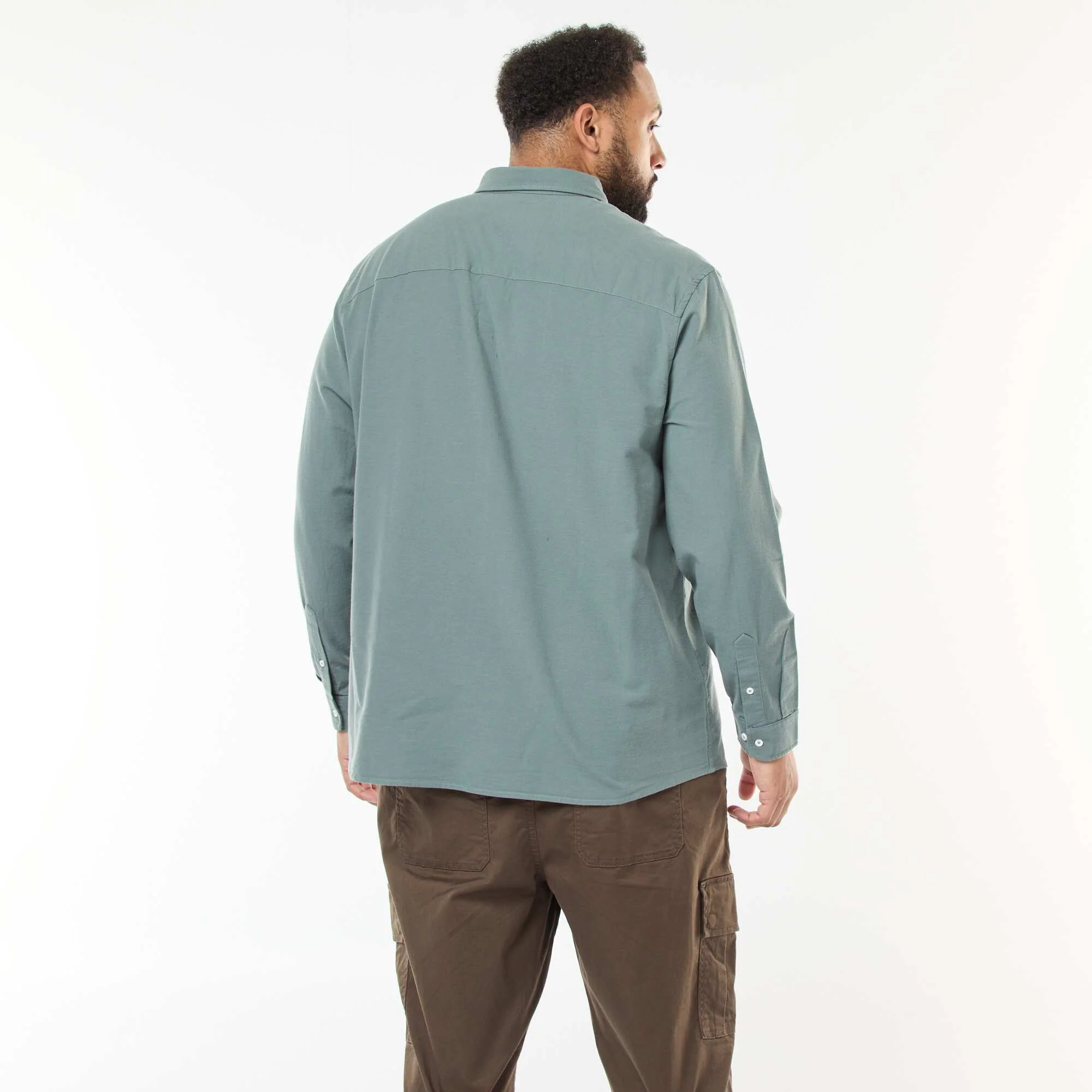 Regular Fit Solid Oxford Shirt GREEN - Image 3