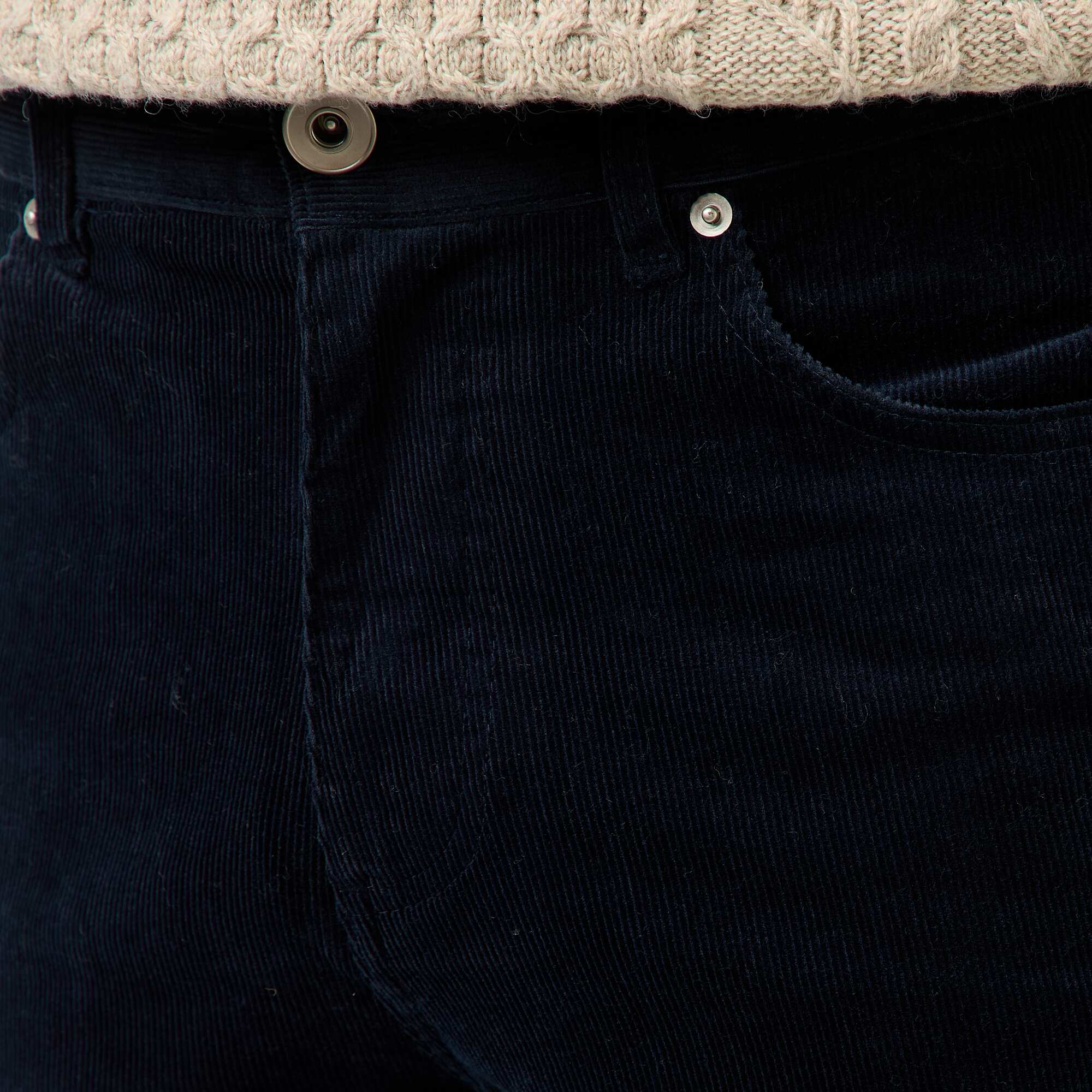 Regular Fit Solid Velvet Trousers BLUE - Image 4