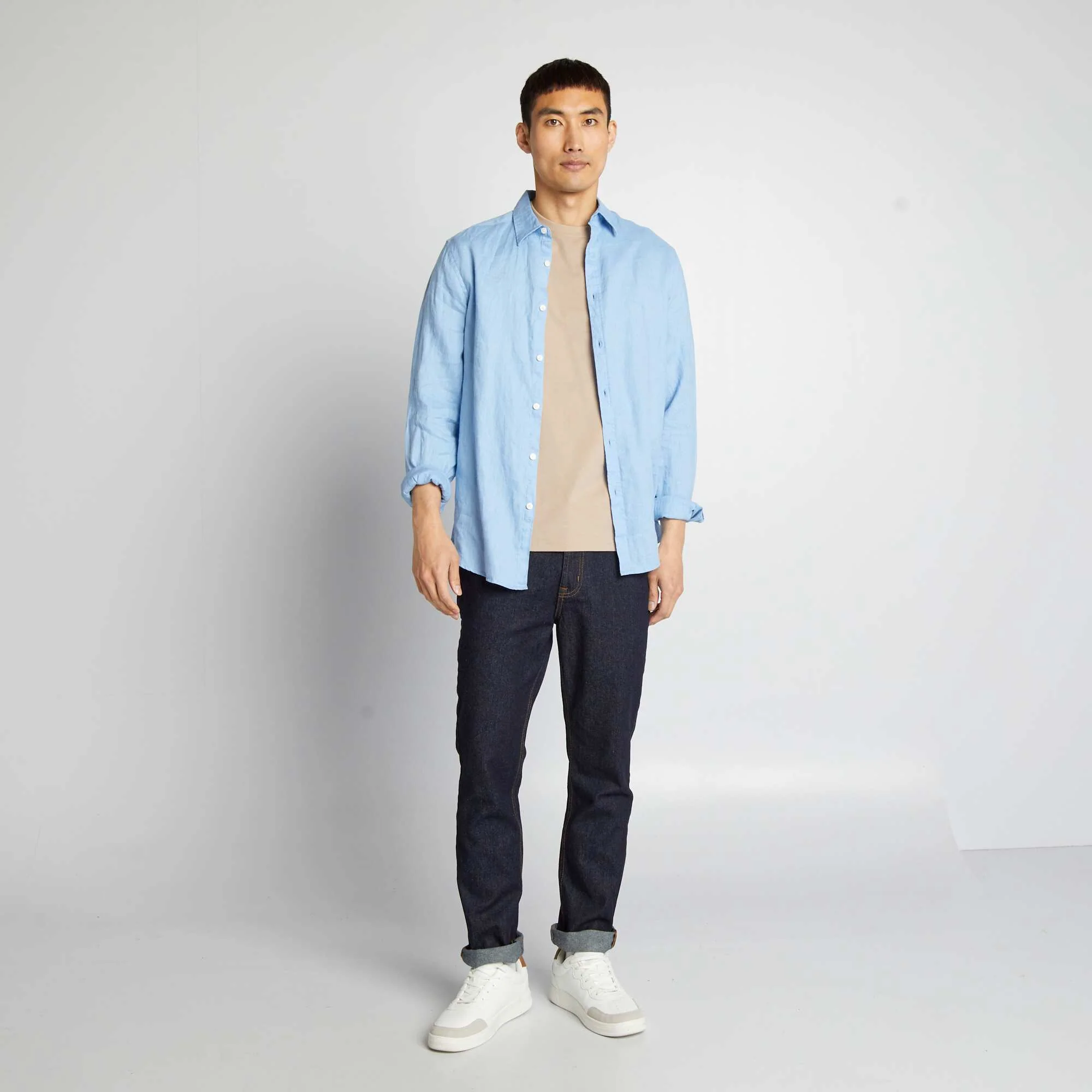 Regular-fit untreated jeans raw