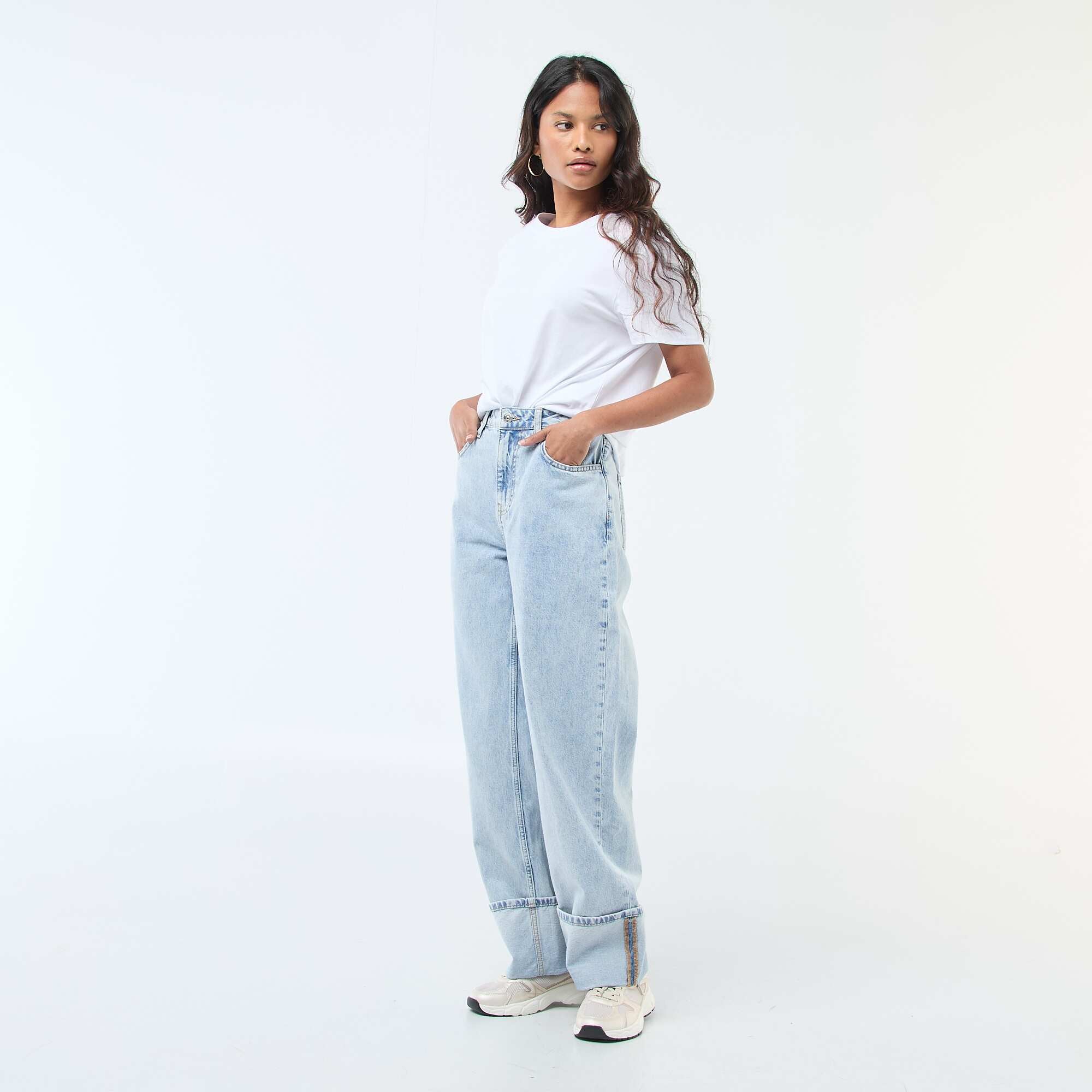Regular jeans / standard waist with wide cuffs BLUE