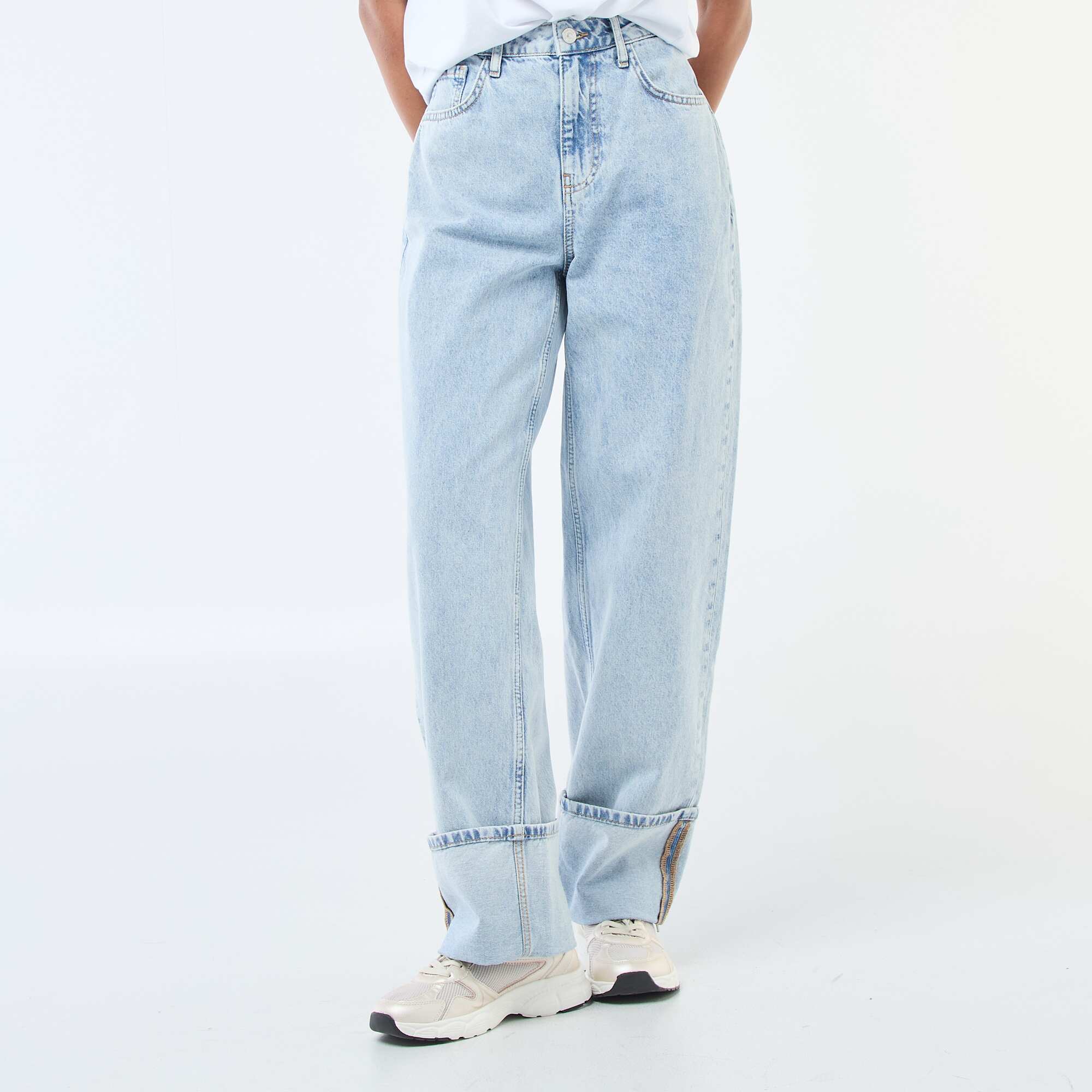Regular jeans / standard waist with wide cuffs BLUE - Image 2