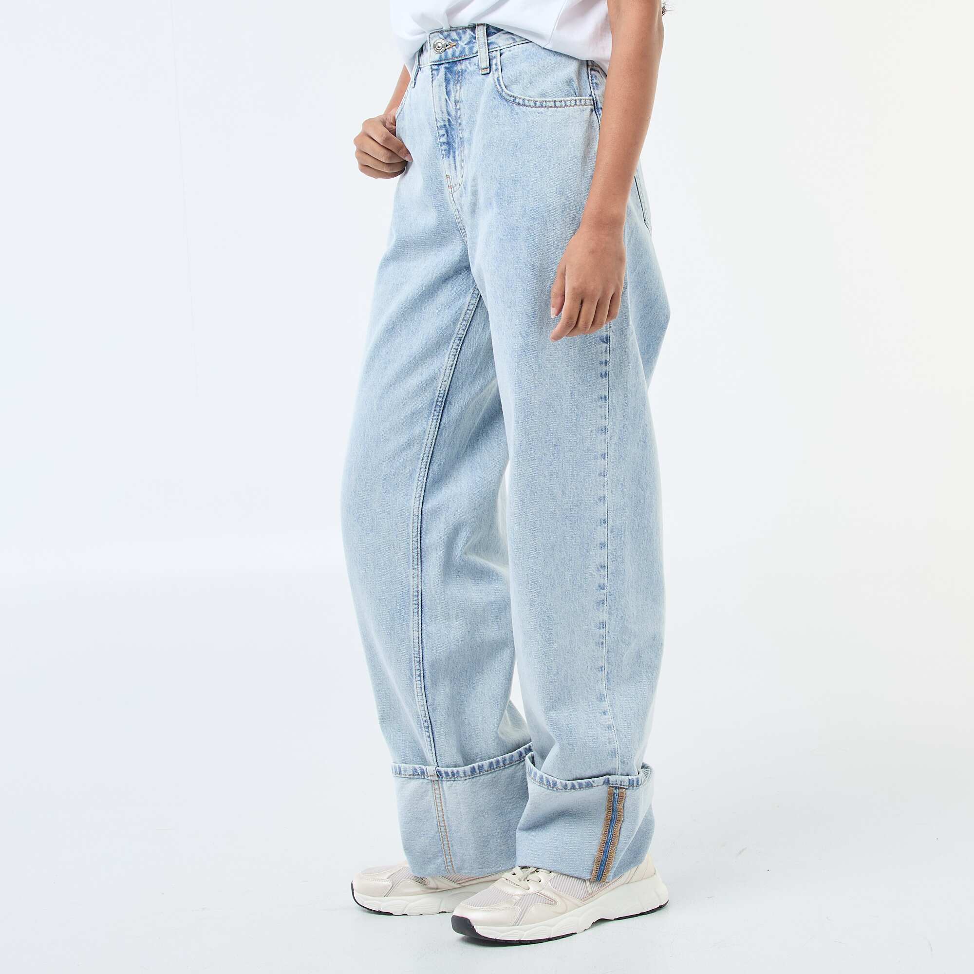 Regular jeans / standard waist with wide cuffs BLUE - Image 4