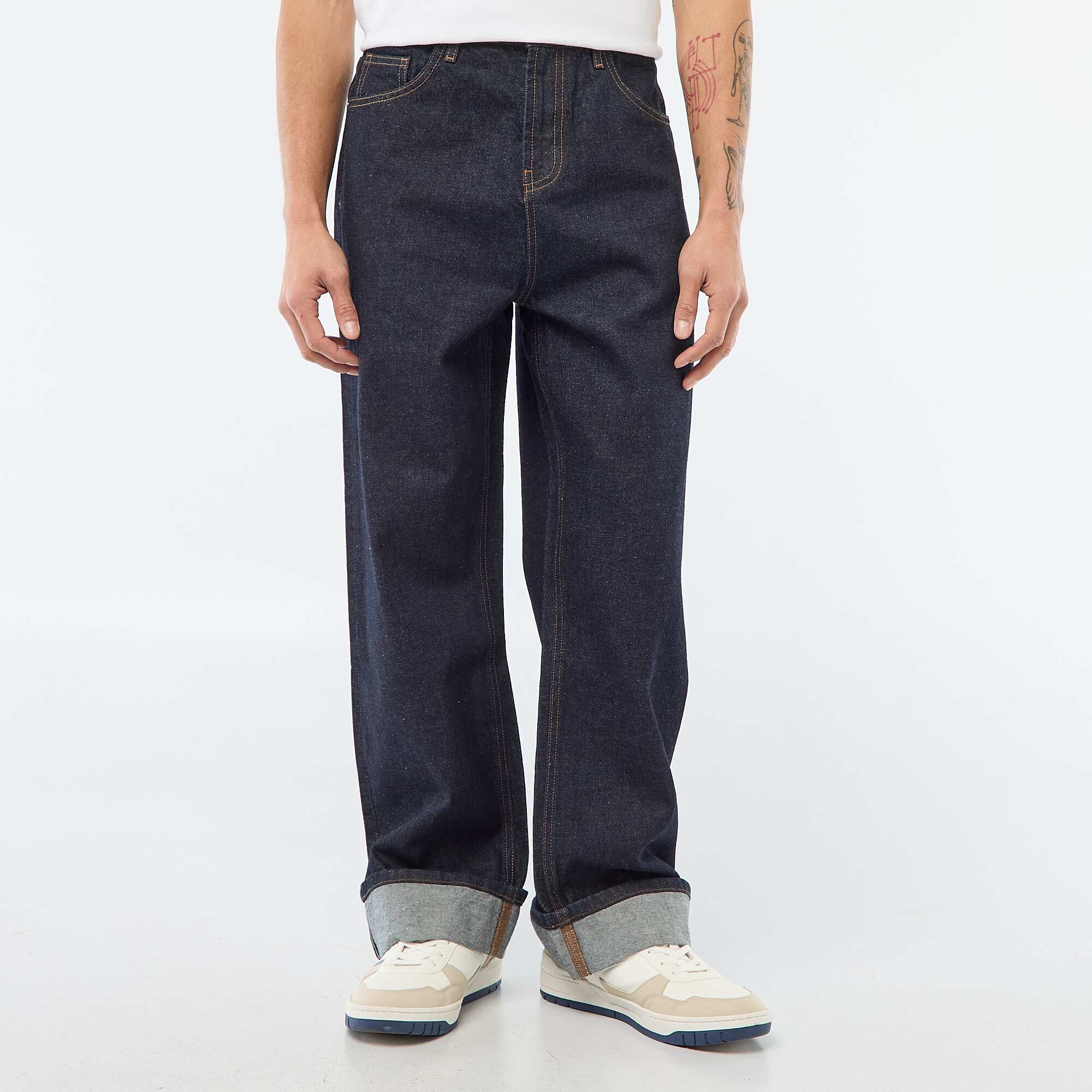 Regular Jeans with Cuffed Hem - L32 BLUE - Image 2