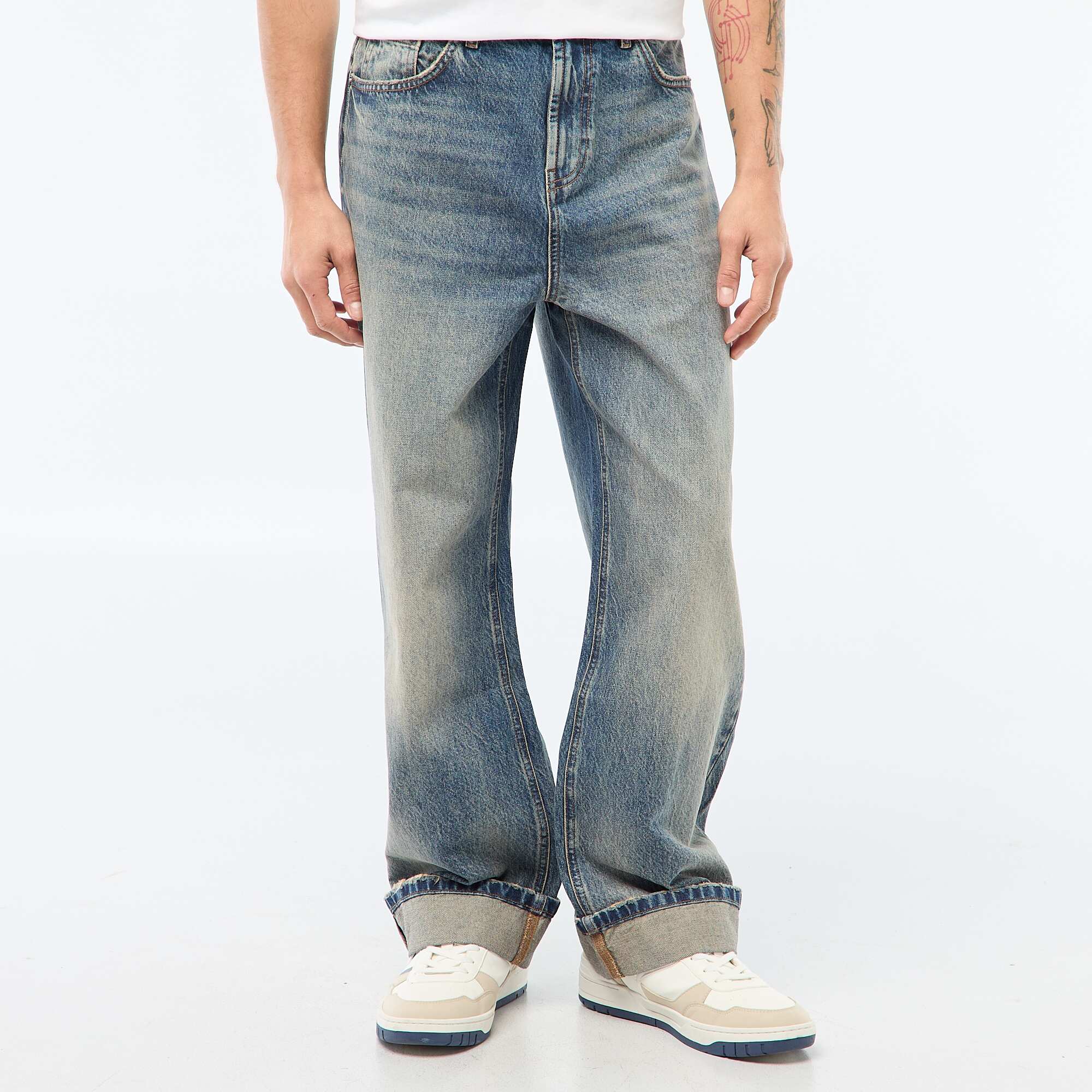 Regular Jeans with Cuffed Hem - L32 BLUE - Image 2