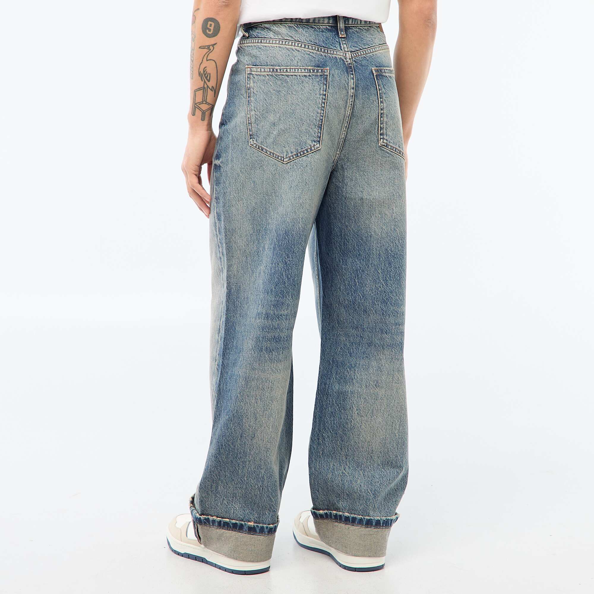 Regular Jeans with Cuffed Hem - L32 BLUE - Image 3