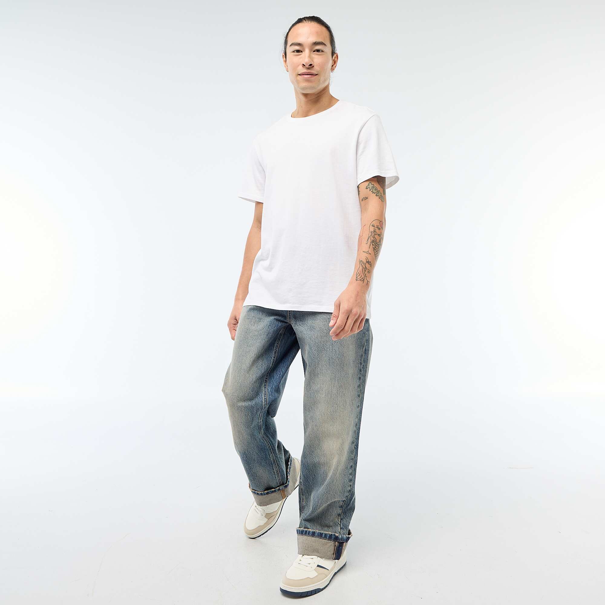 Regular Jeans with Cuffed Hem - L32 BLUE - Image 4