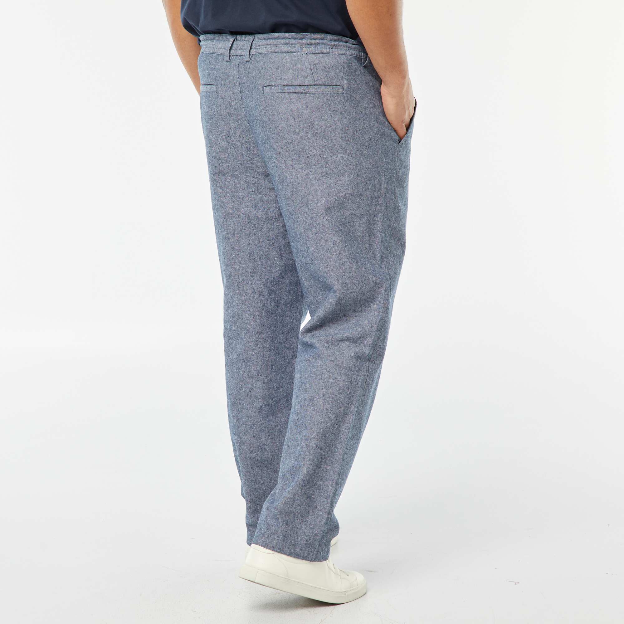Regular linen-blend chinos BLUE - Image 3