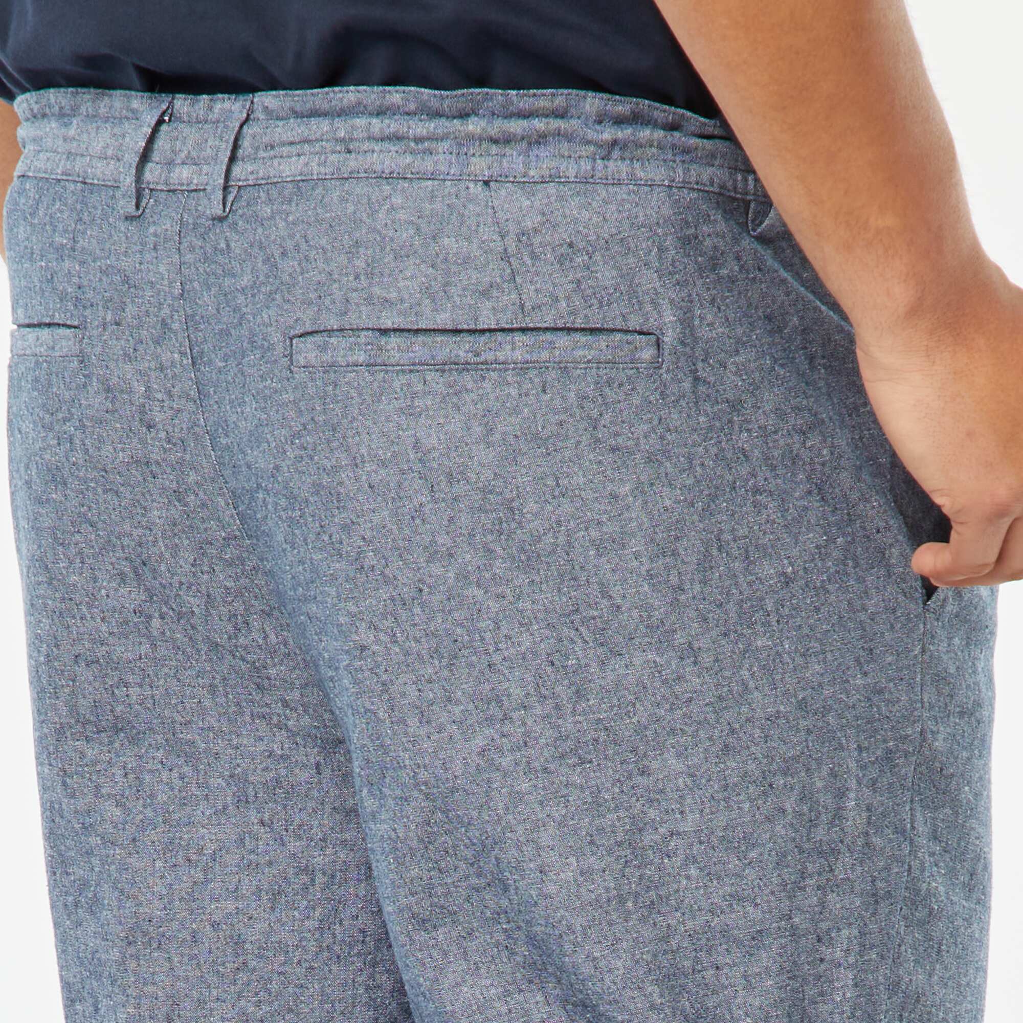 Regular linen-blend chinos BLUE - Image 5