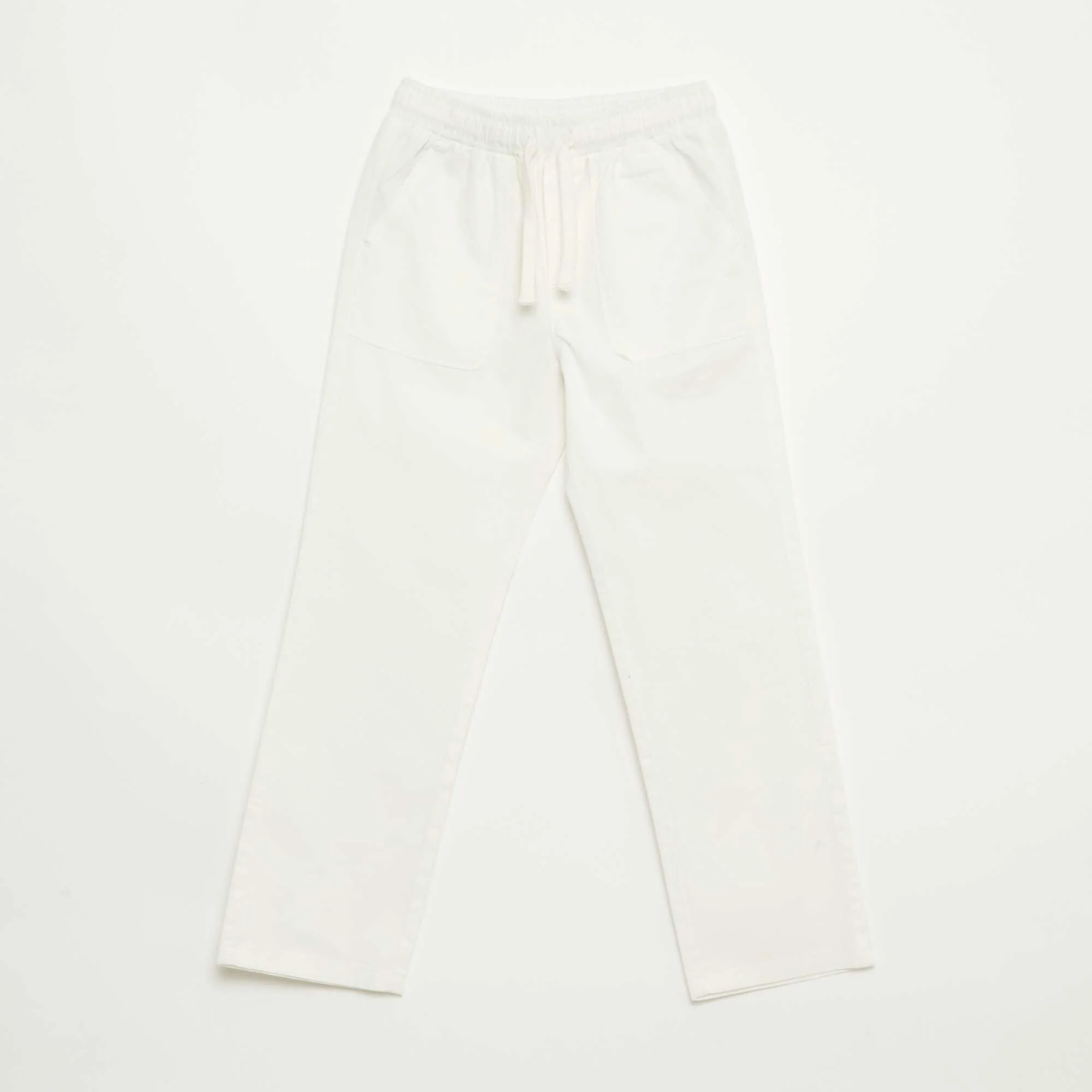 Regular/Straight Fit Pants with Tie Cords WHITE