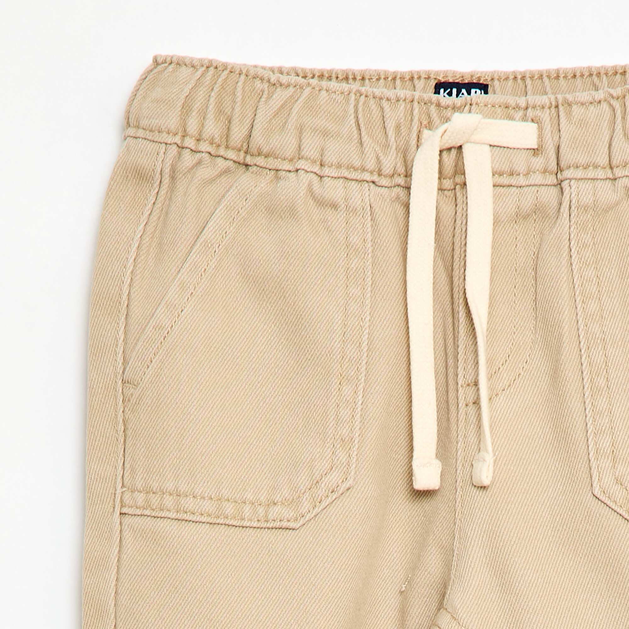 Relaxed Fit Plain Trousers BEIGE - Image 3