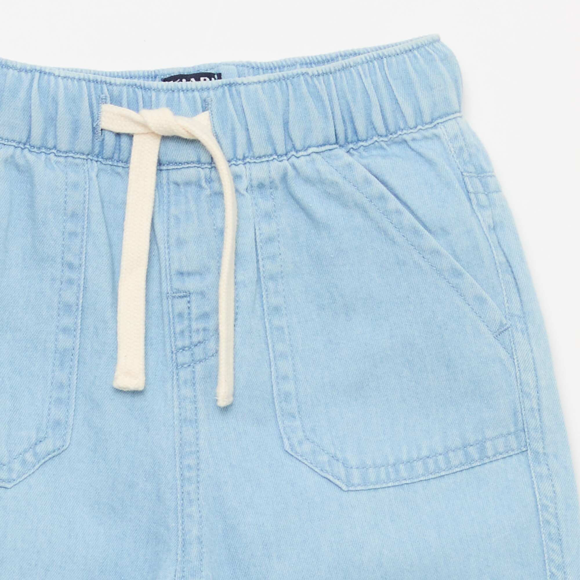 Relaxed Fit Plain Trousers with 2 Patch Pockets BLUE - Image 2