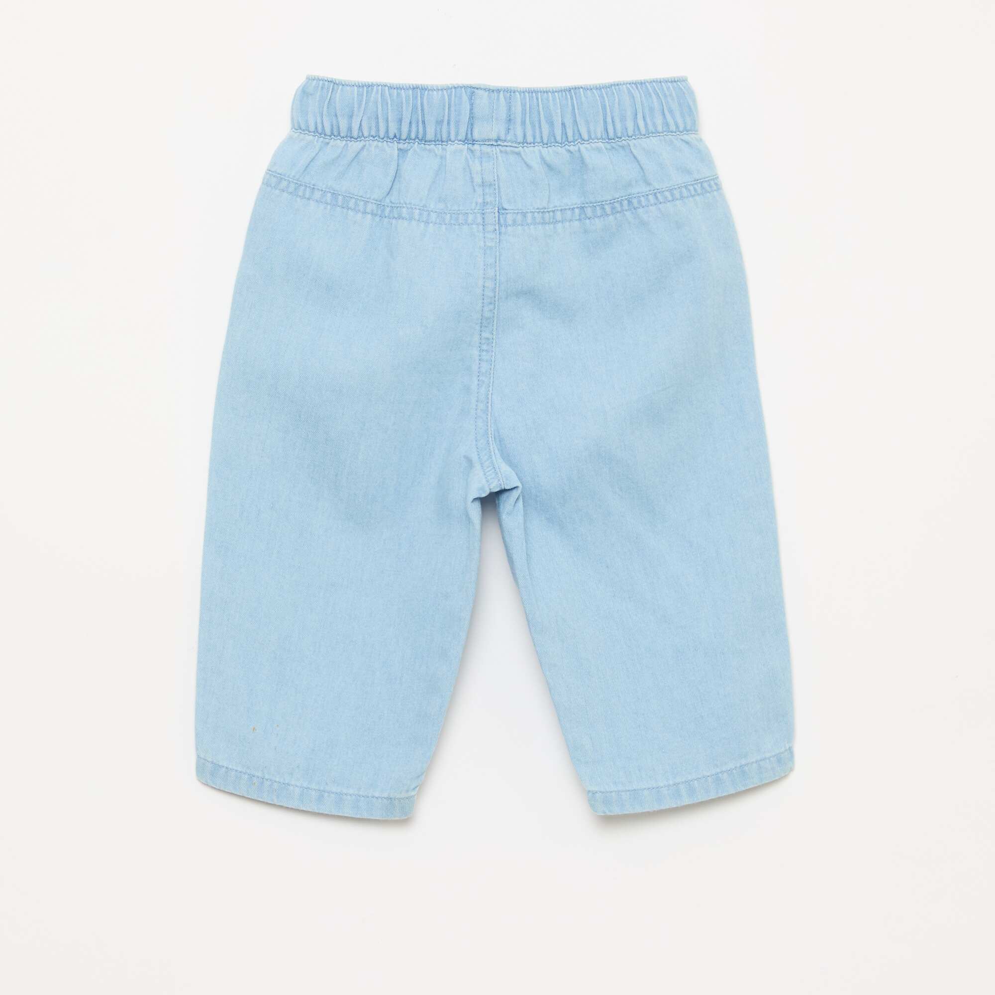 Relaxed Fit Plain Trousers with 2 Patch Pockets BLUE - Image 3