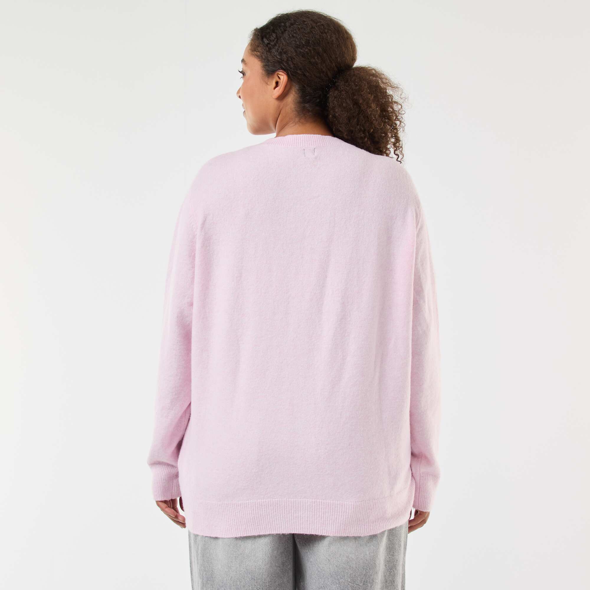 Retro Button Marled Knit Cardigan PINK - Image 3