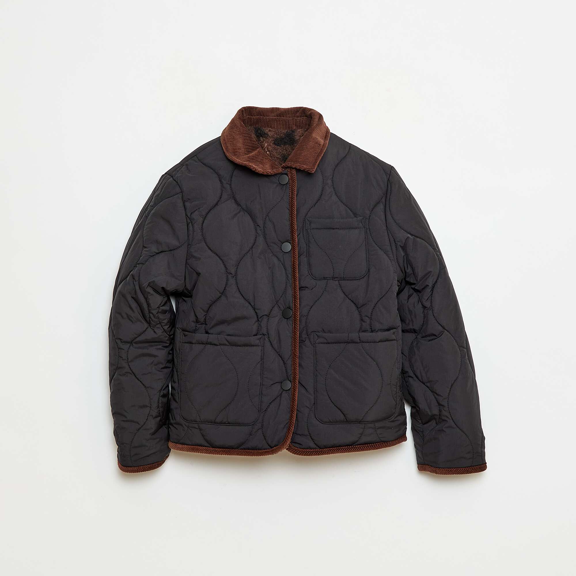 Reversible Warm Workwear Style Jacket BLACK - Image 2