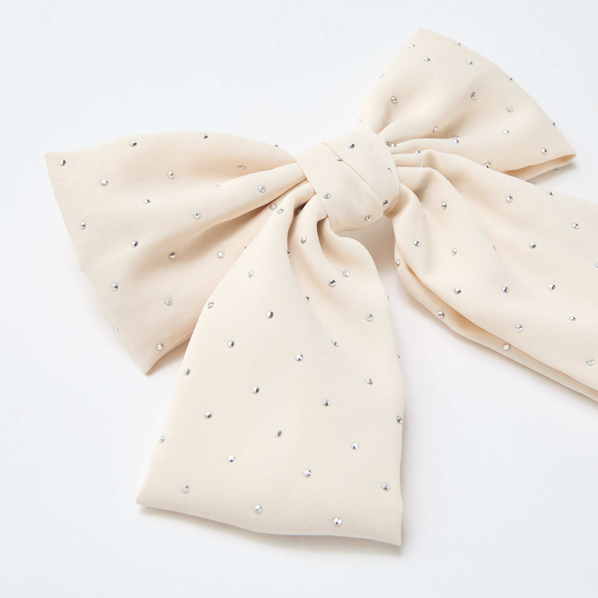 Rhinestone Bow Hair Clip BEIGE - Image 2