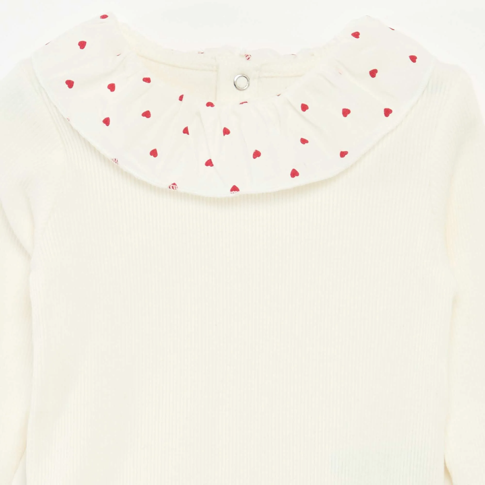 Ribbed Body with Ruffle Collar WHITE - Image 2