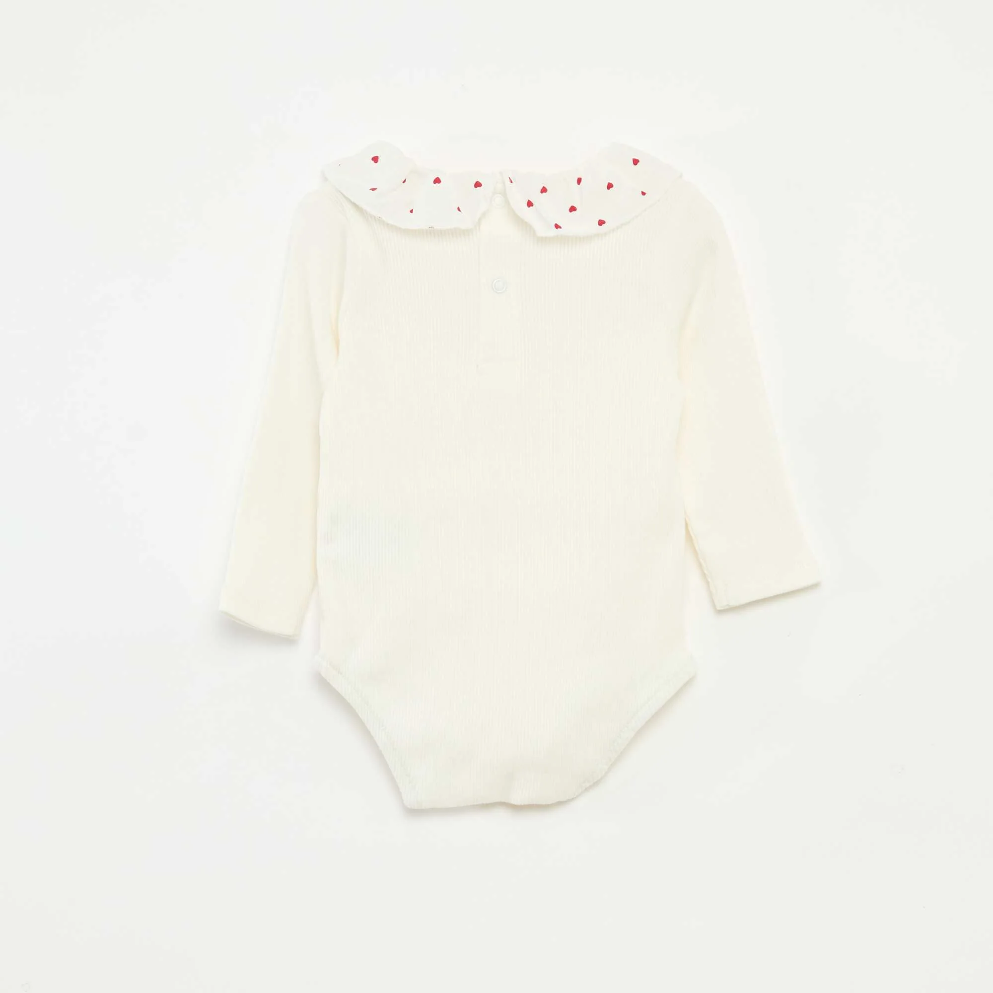 Ribbed Body with Ruffle Collar WHITE - Image 3