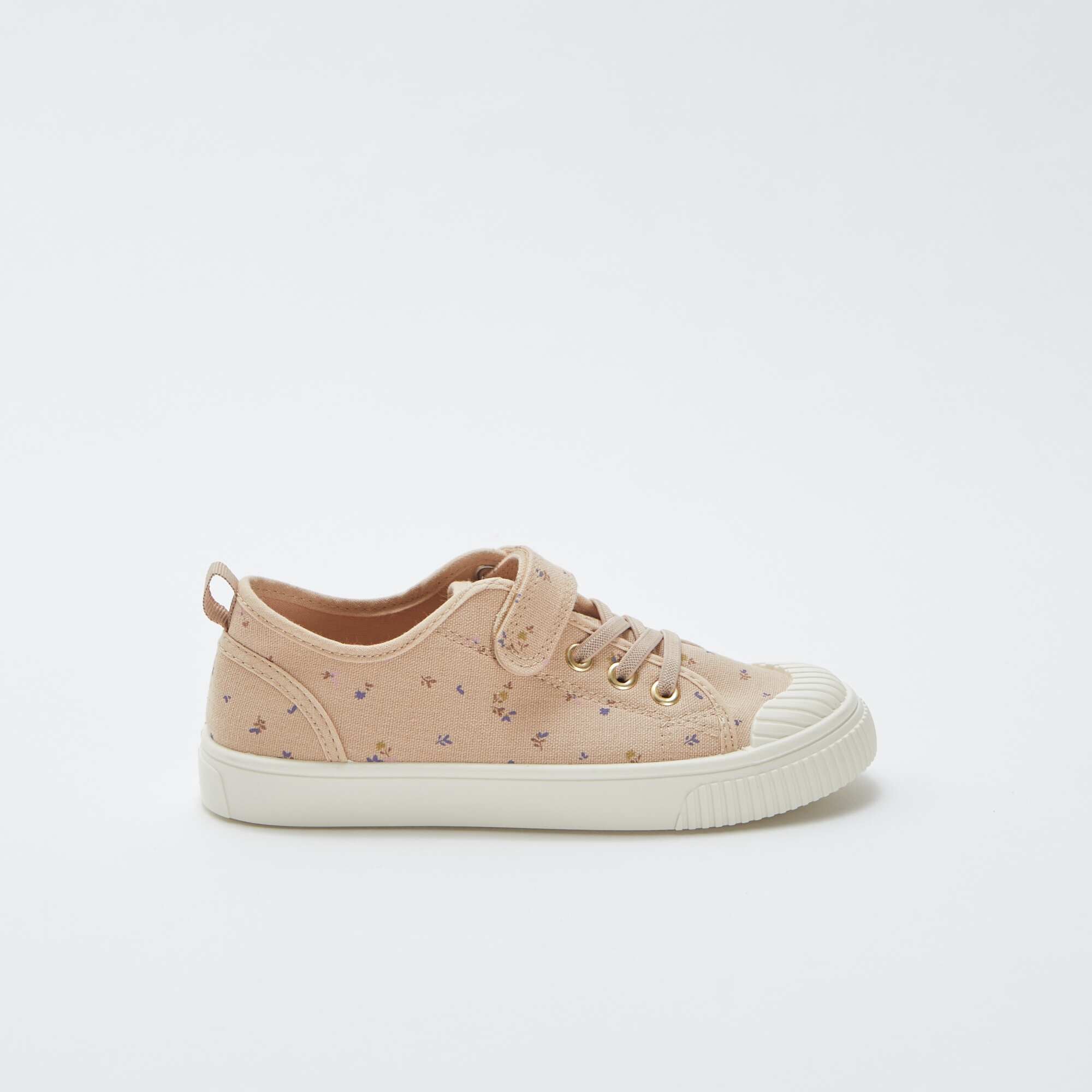 Ribbed canvas trainers with hook-and-loop fastening BEIGE - Image 2