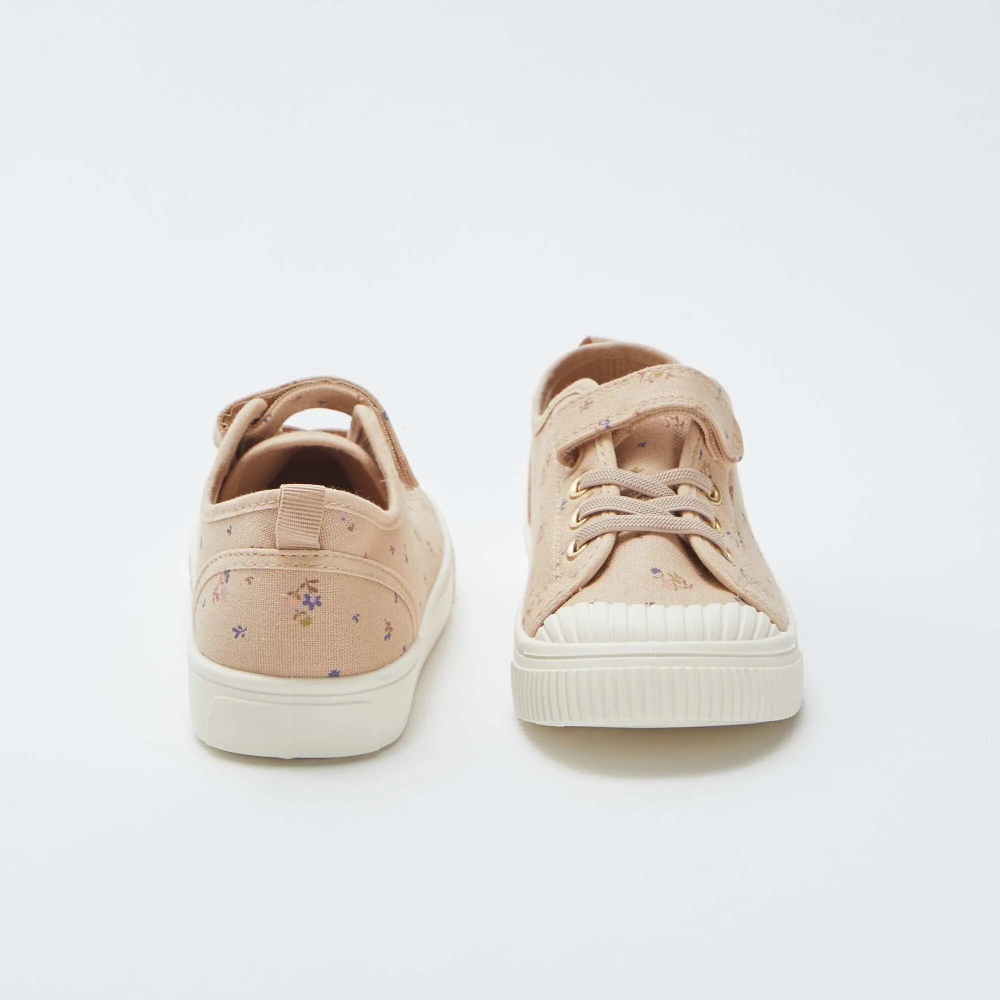 Ribbed canvas trainers with hook-and-loop fastening BEIGE - Image 3