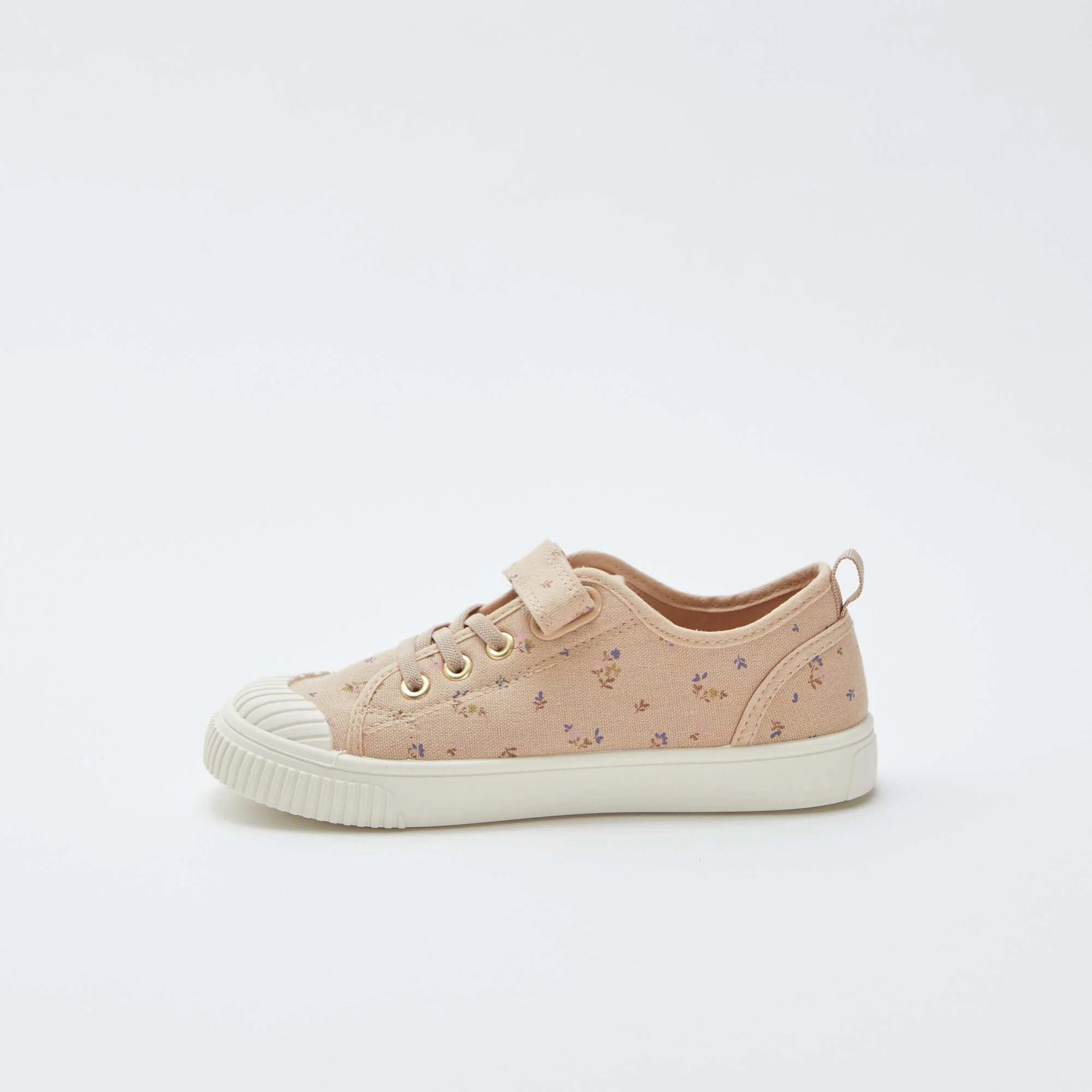 Ribbed canvas trainers with hook-and-loop fastening BEIGE - Image 4