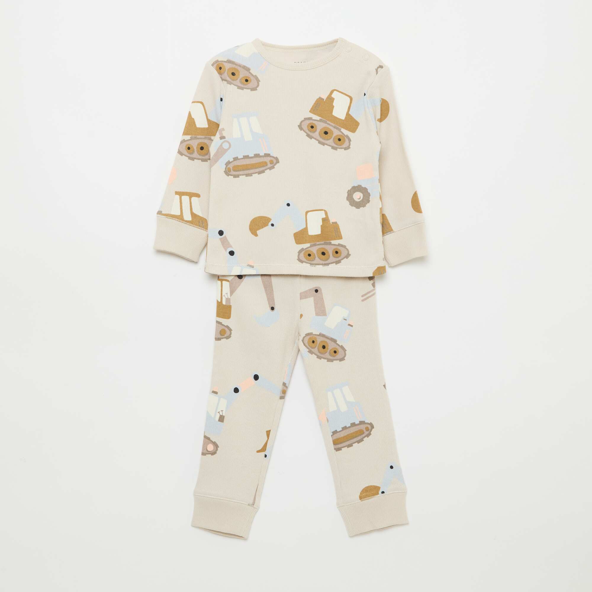 Ribbed Cotton Pajama Set - 2 Pieces GREY