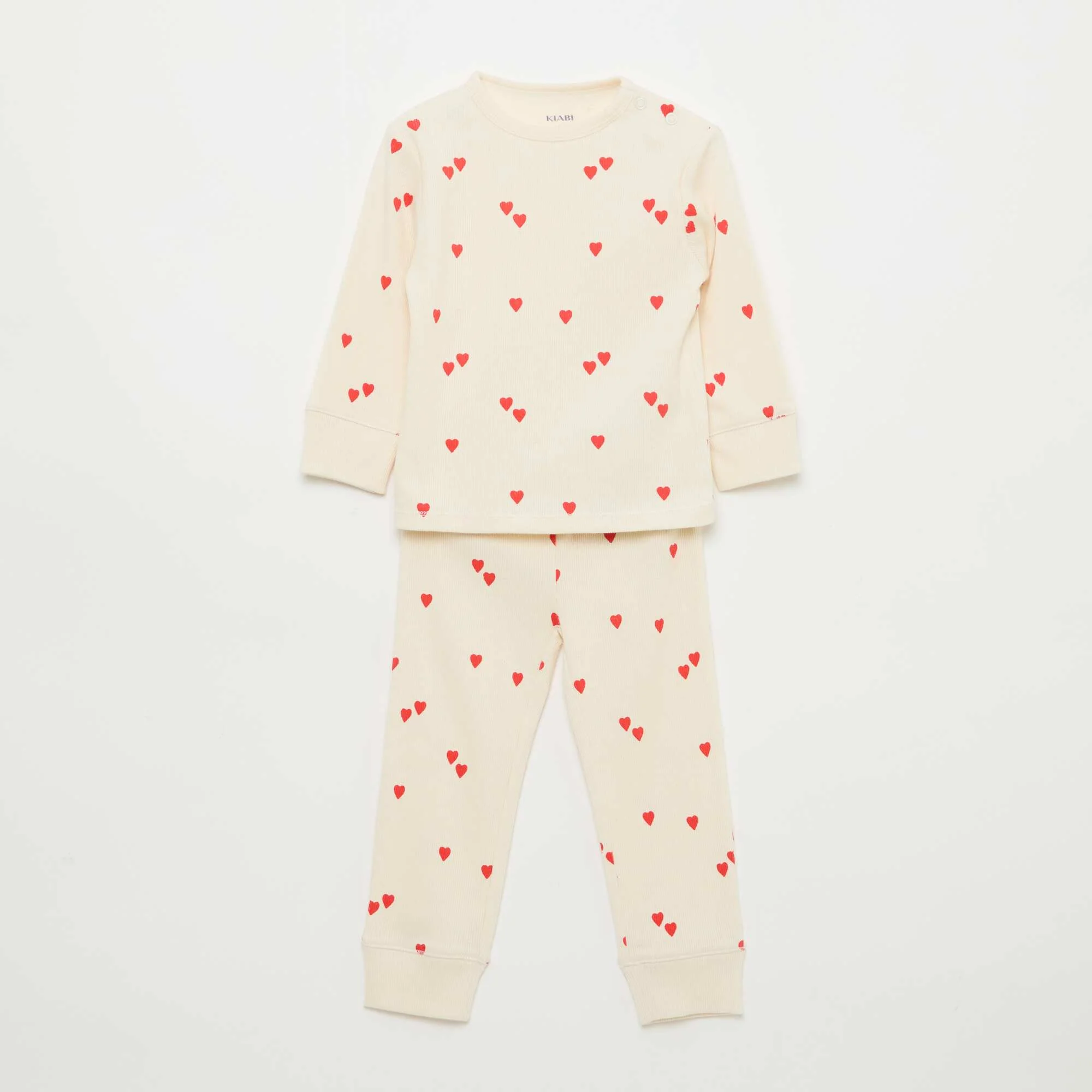 Ribbed Cotton Pajama Set - 2 Pieces WHITE