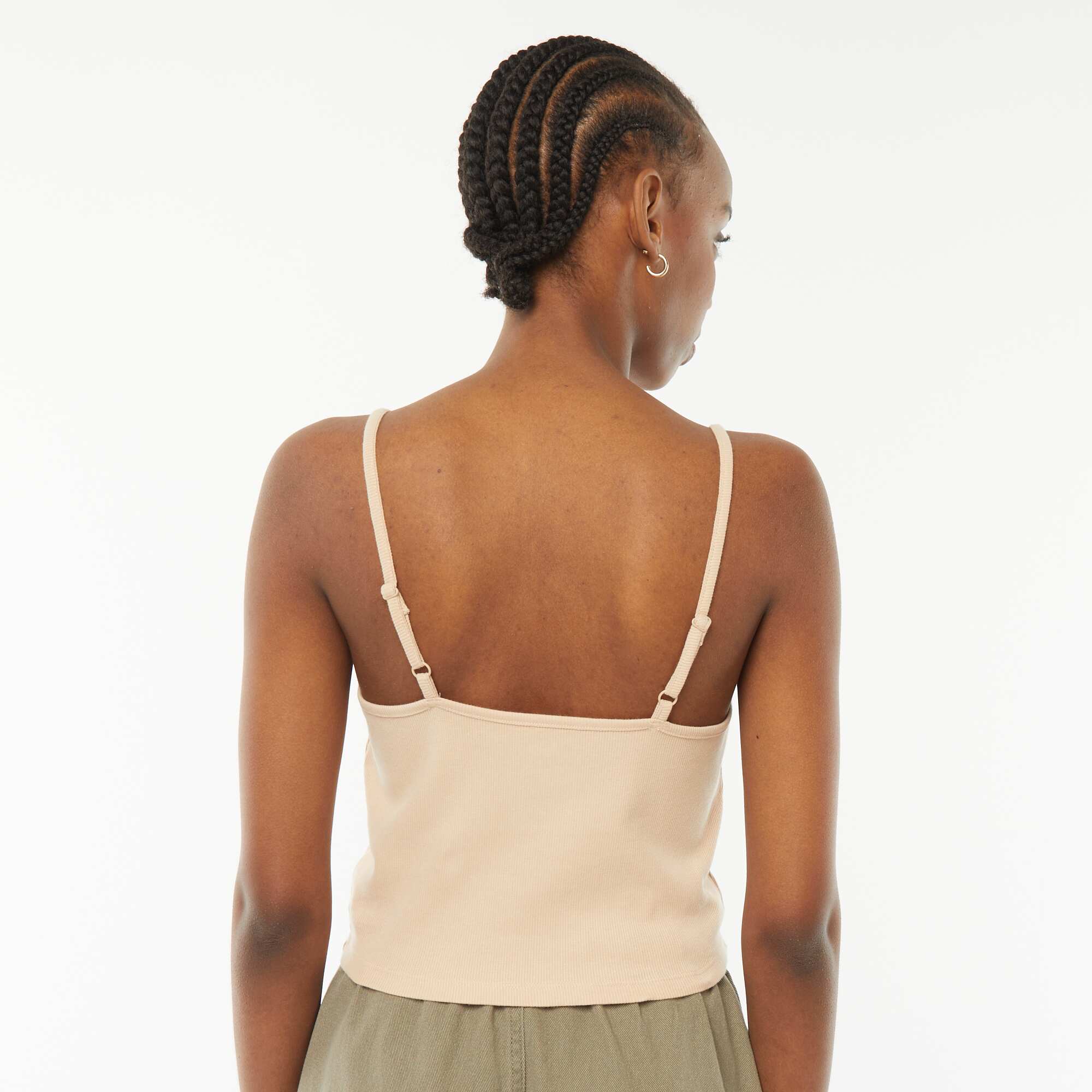 Ribbed cropped vest top BEIGE - Image 3