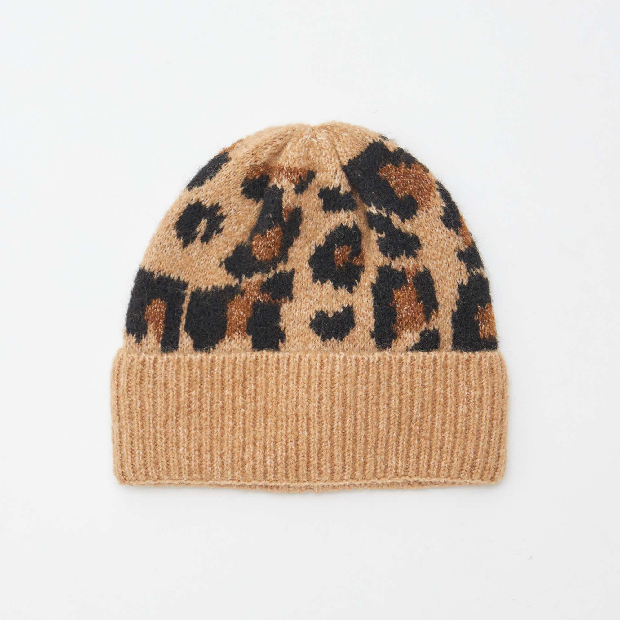 Ribbed cuffed beanie BROWN
