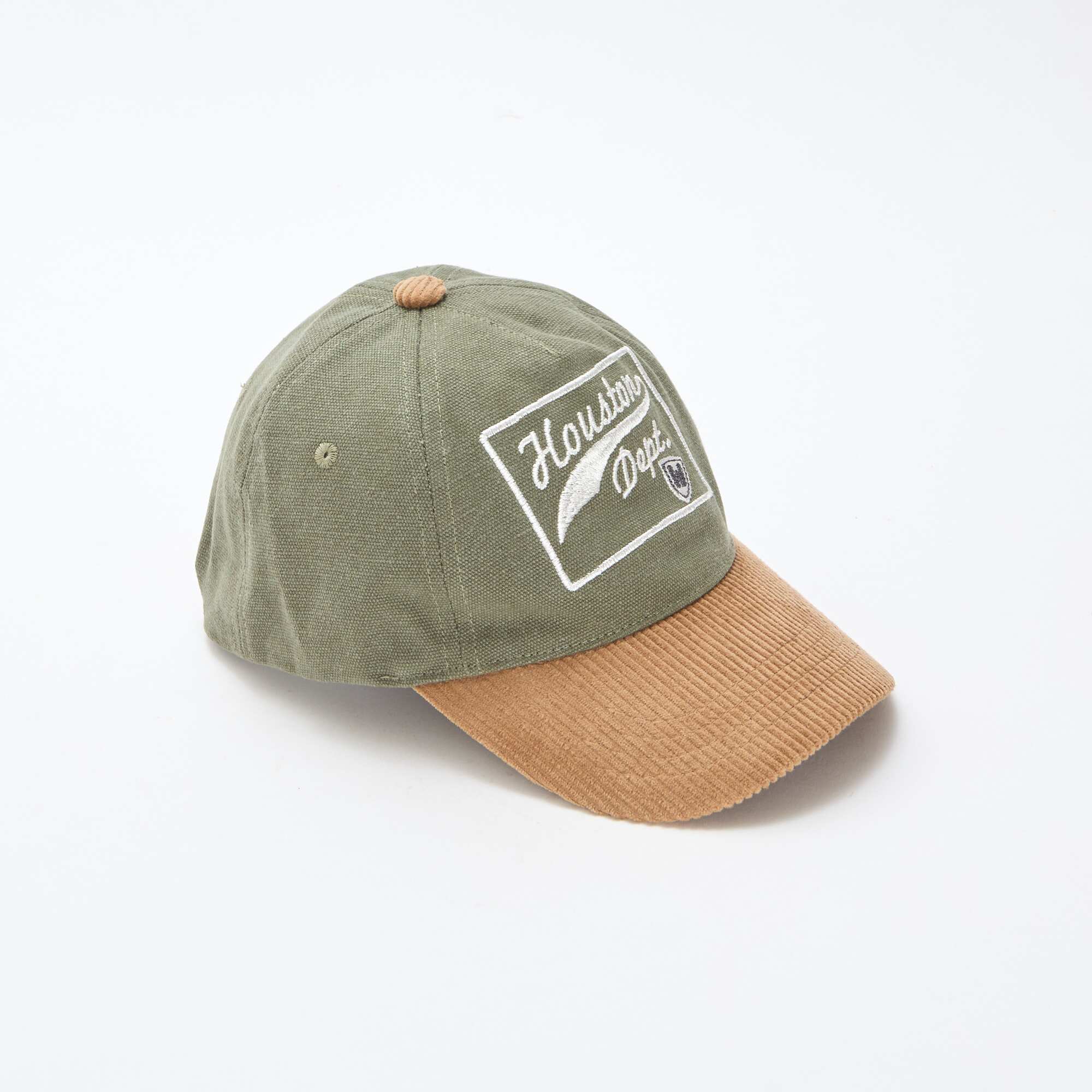 Ribbed fabric cap with visor GREEN