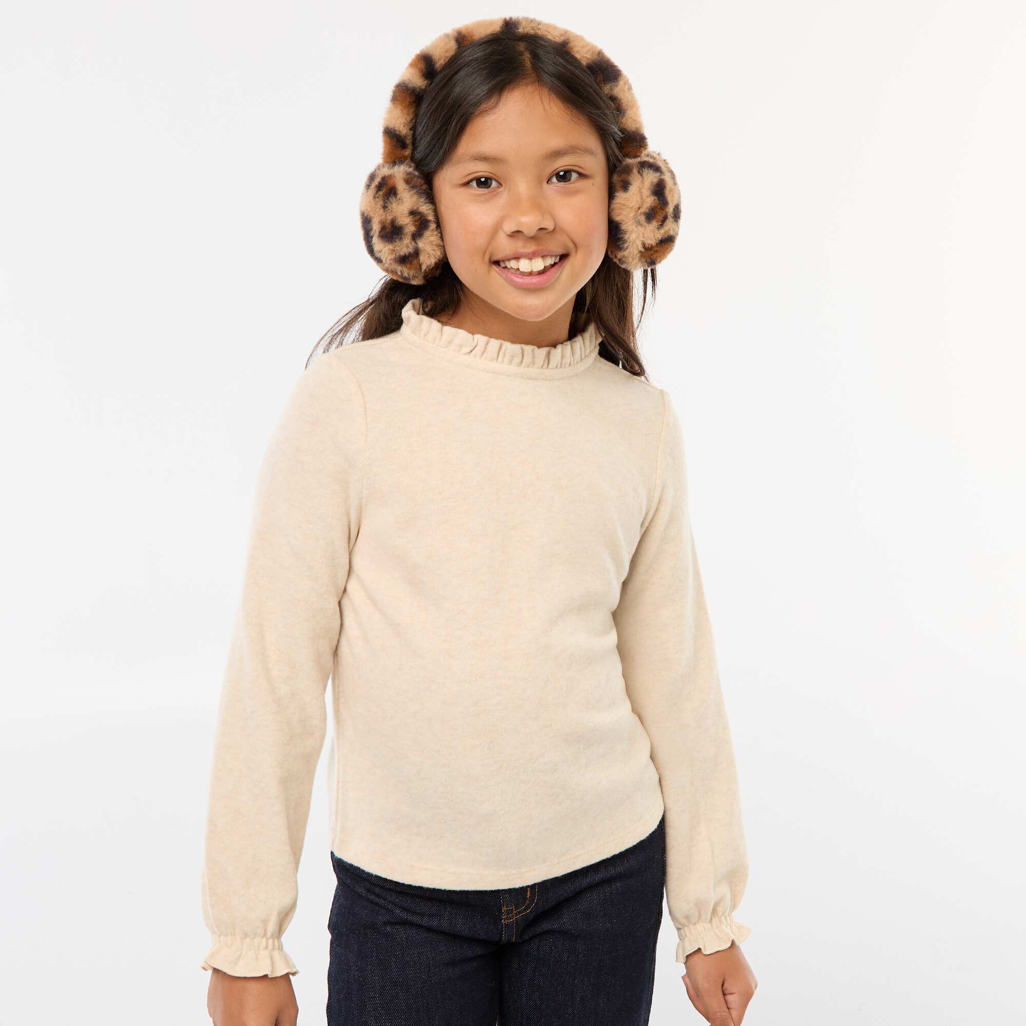 Ribbed High Neck T-shirt BEIGE