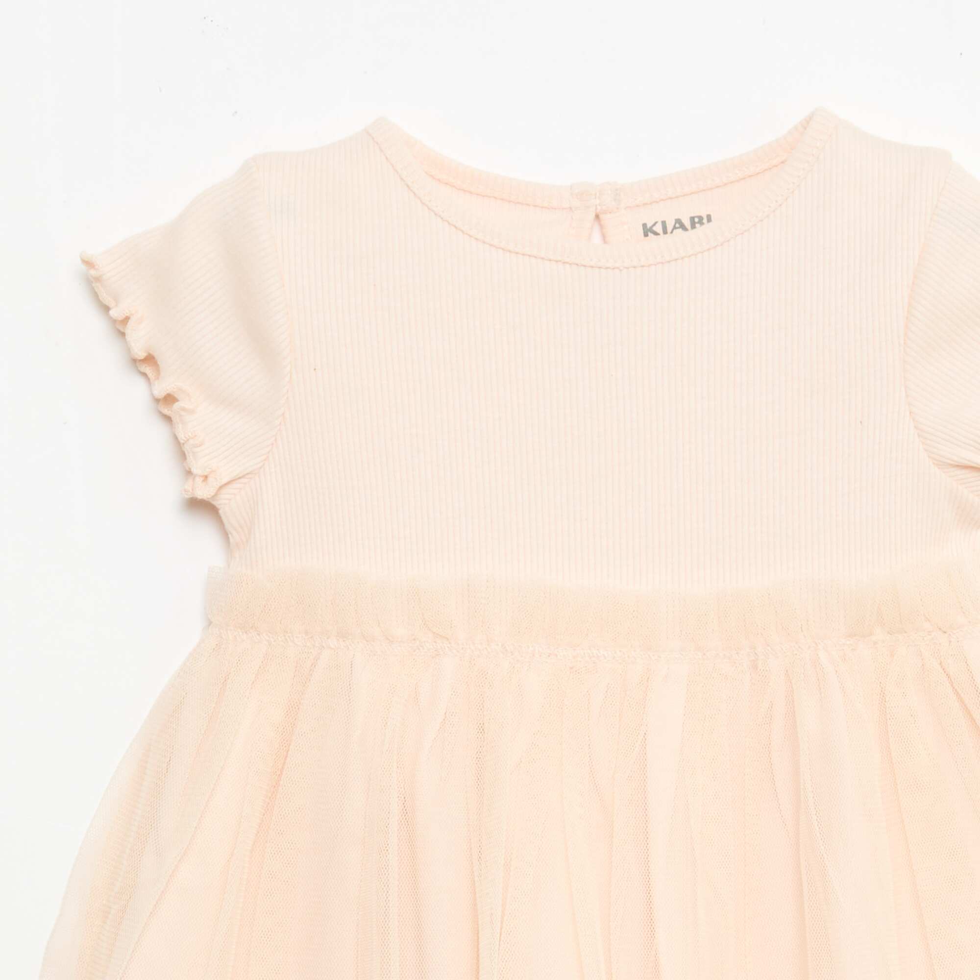 Ribbed Knit and Tulle Dress PINK - Image 3