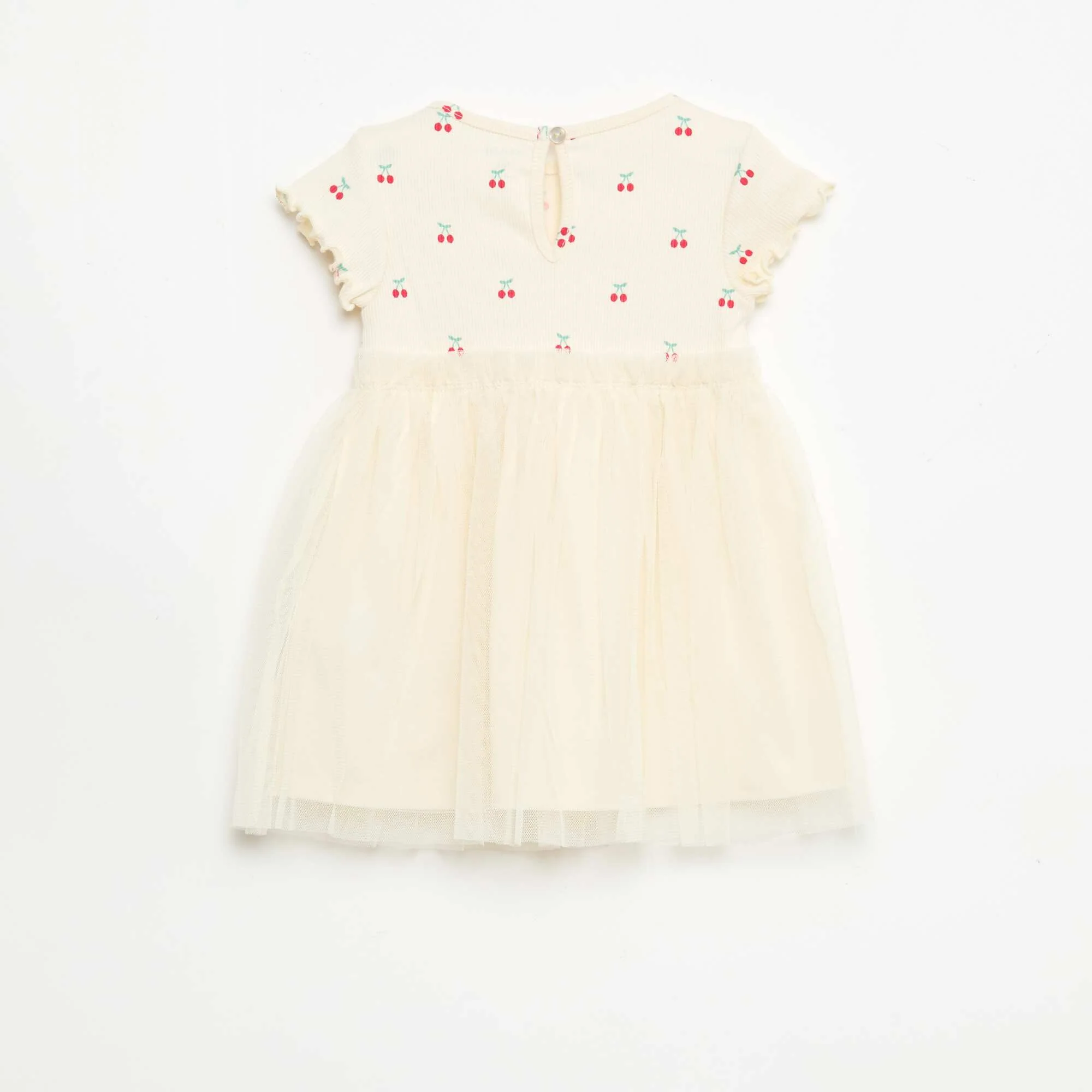 Ribbed Knit and Tulle Dress WHITE - Image 3