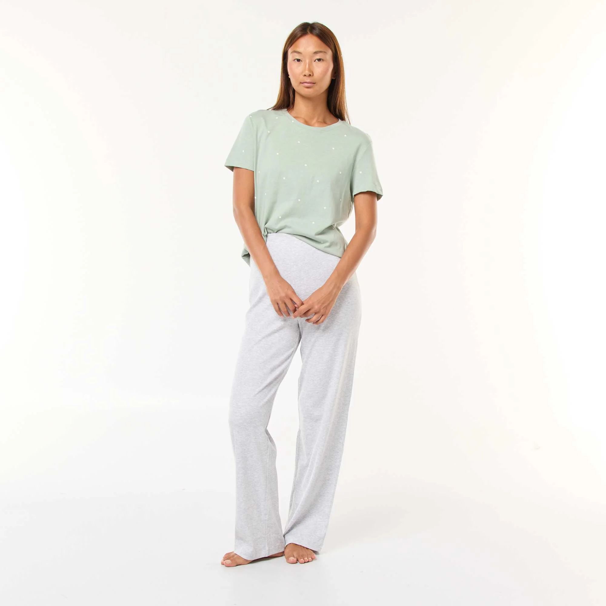 Ribbed Knit Pajama Pants GREY
