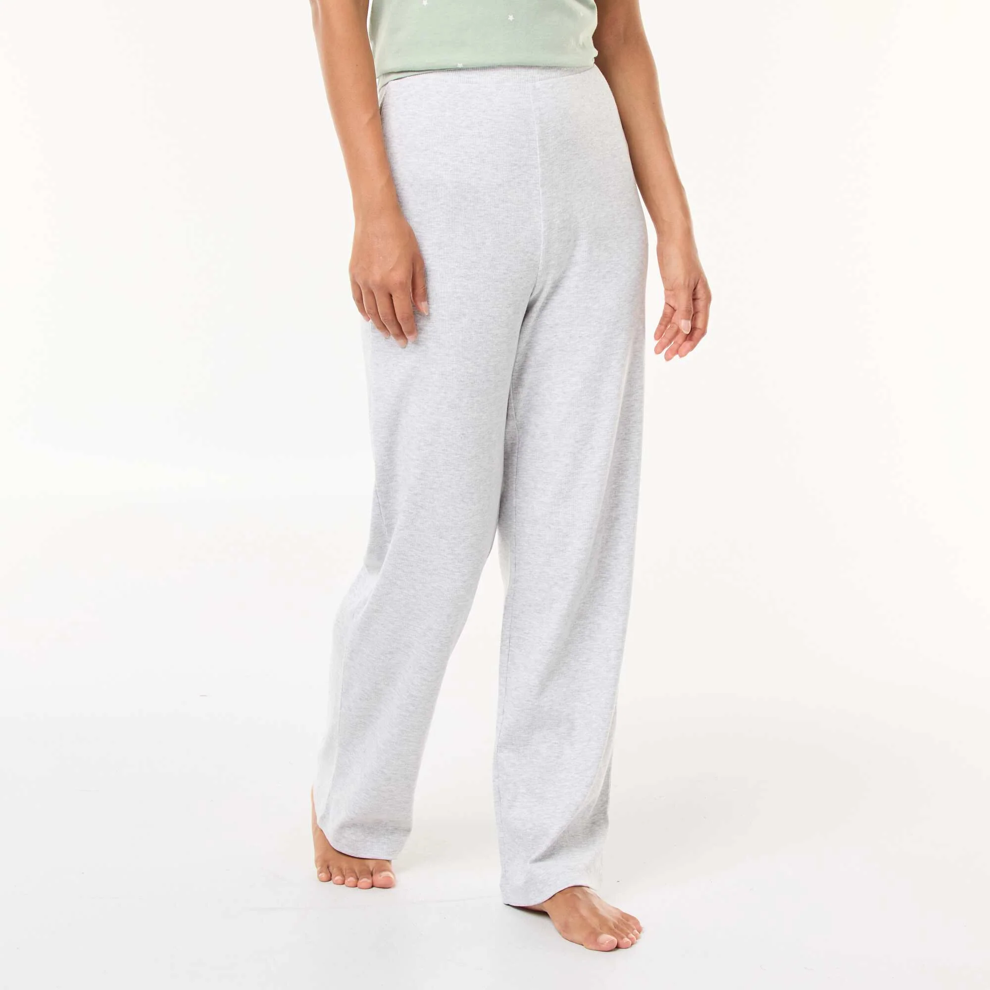 Ribbed Knit Pajama Pants GREY - Image 2