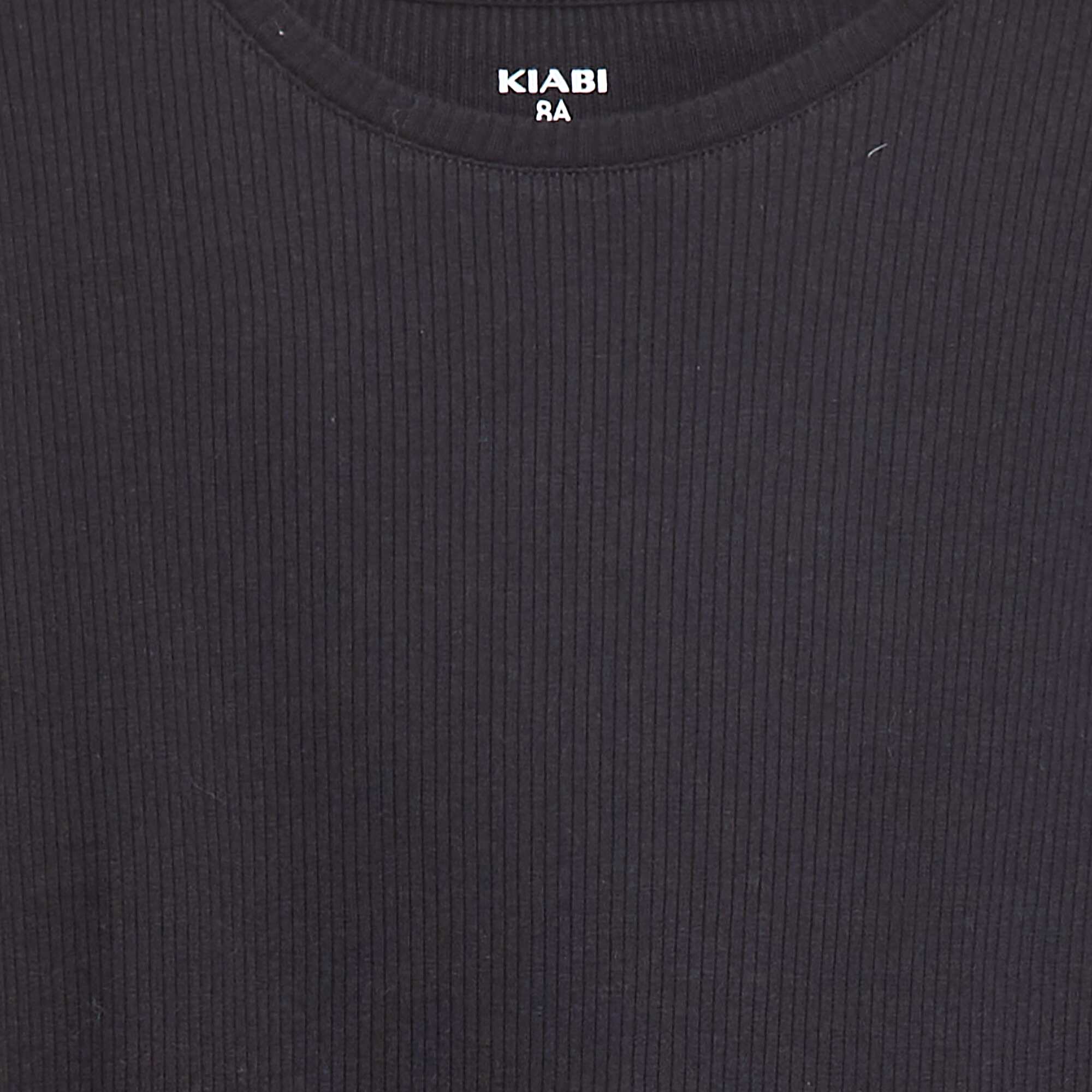Ribbed knit T-shirt BLACK - Image 2