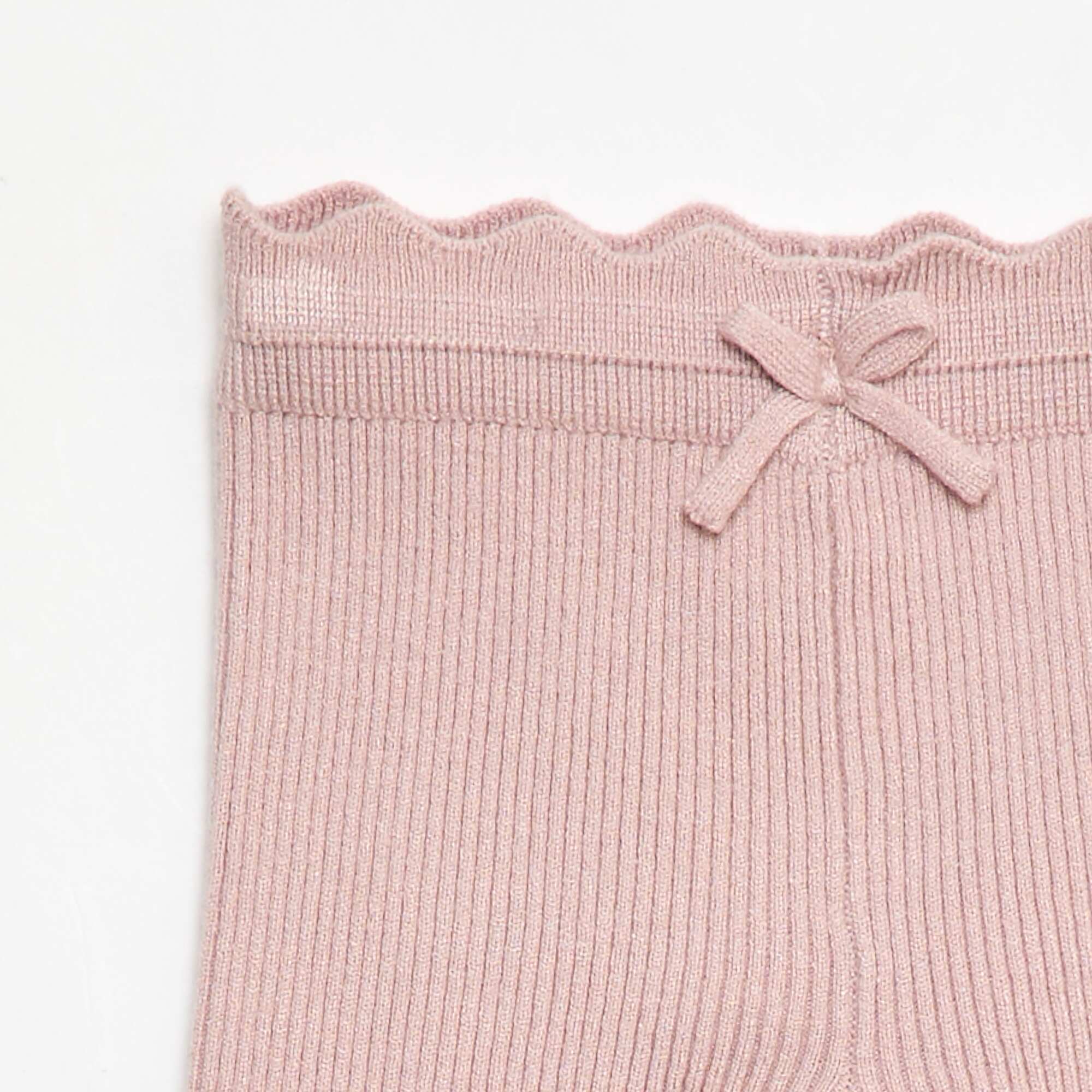 Ribbed Leggings with Decorative Bow PURPLE - Image 2