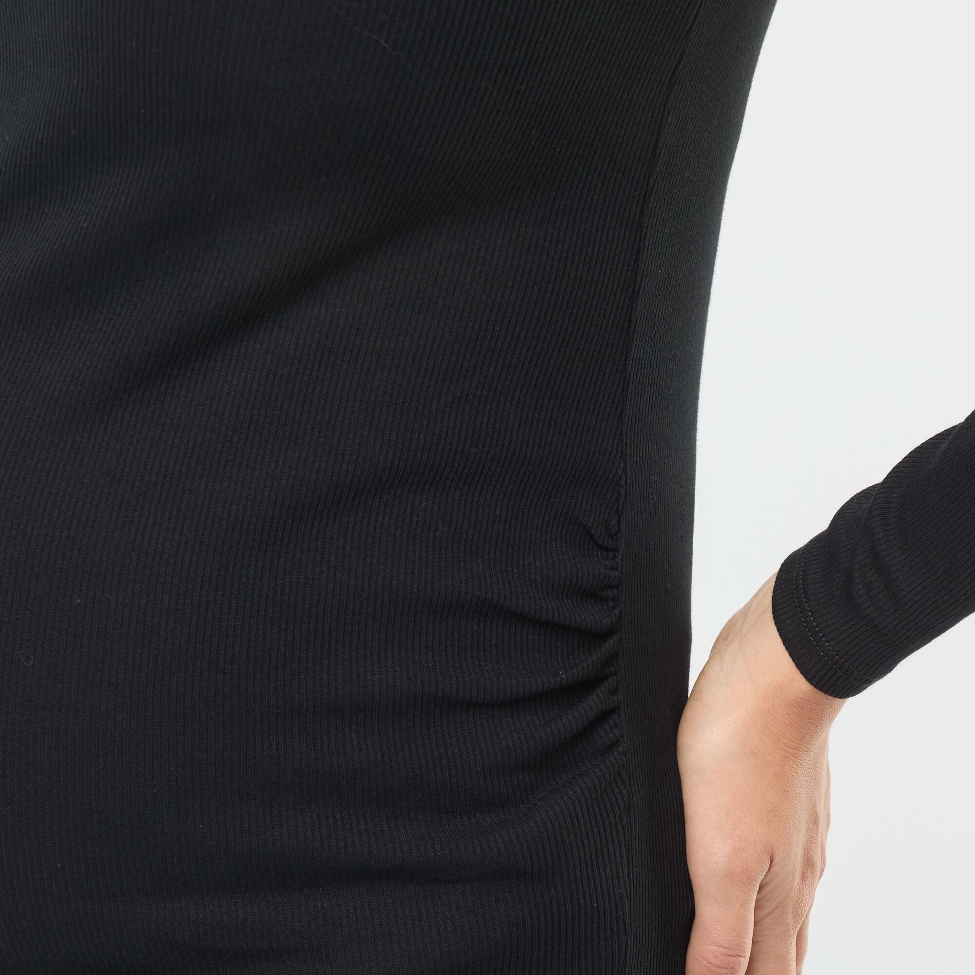 Ribbed maternity T-shirt BLACK - Image 5