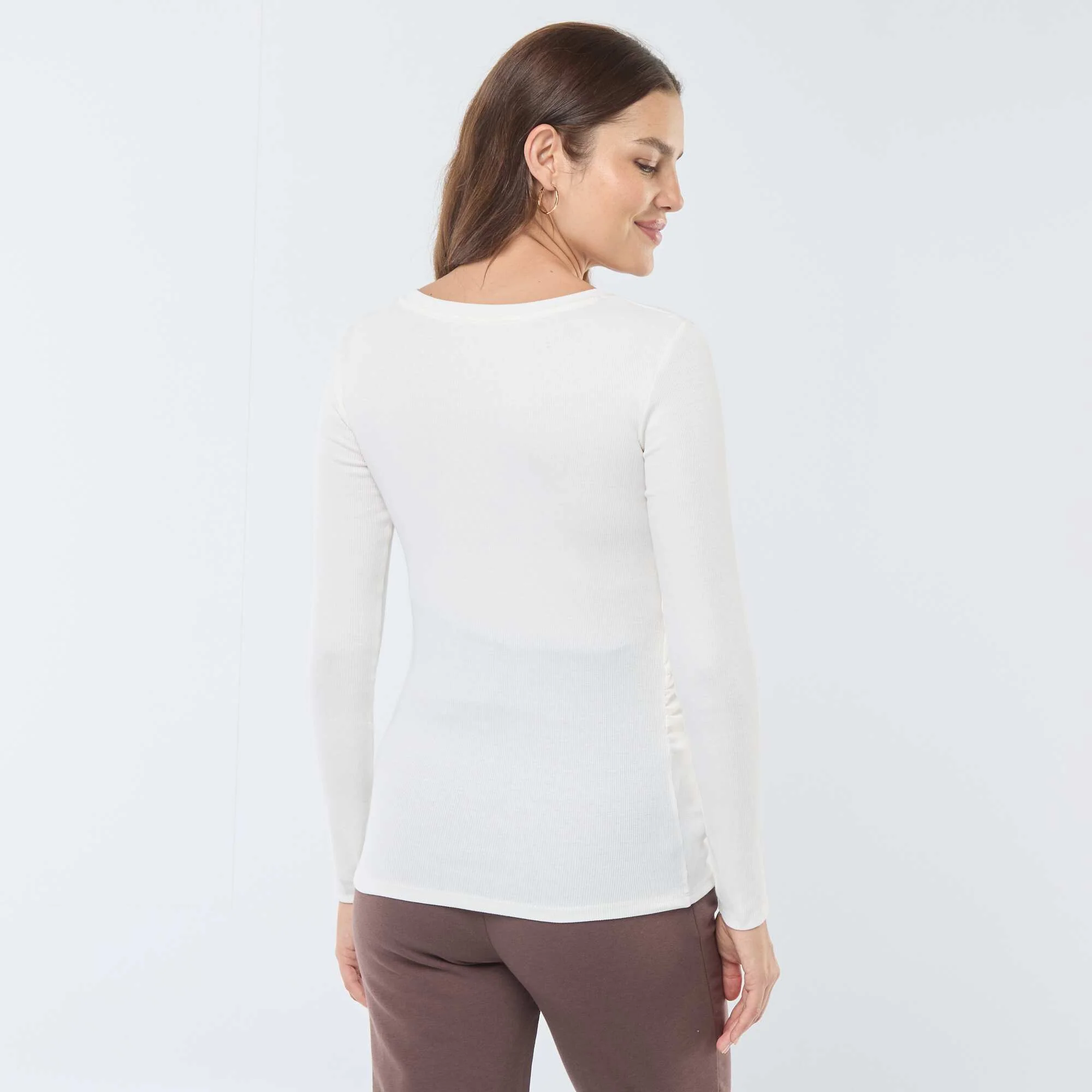 Ribbed maternity T-shirt WHITE - Image 4