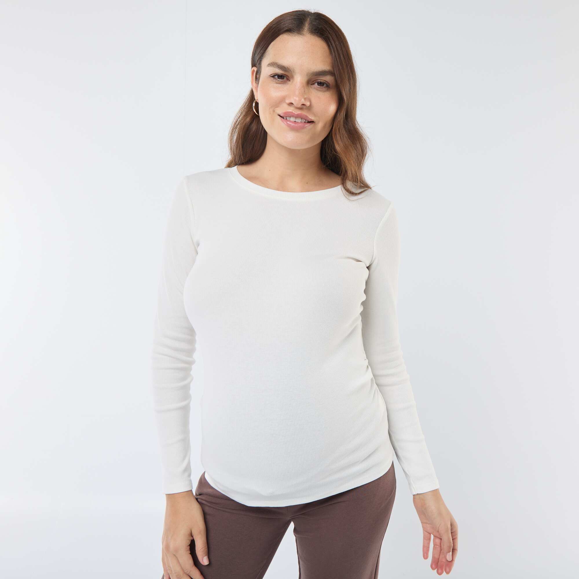 Ribbed maternity T-shirt WHITE - Image 5