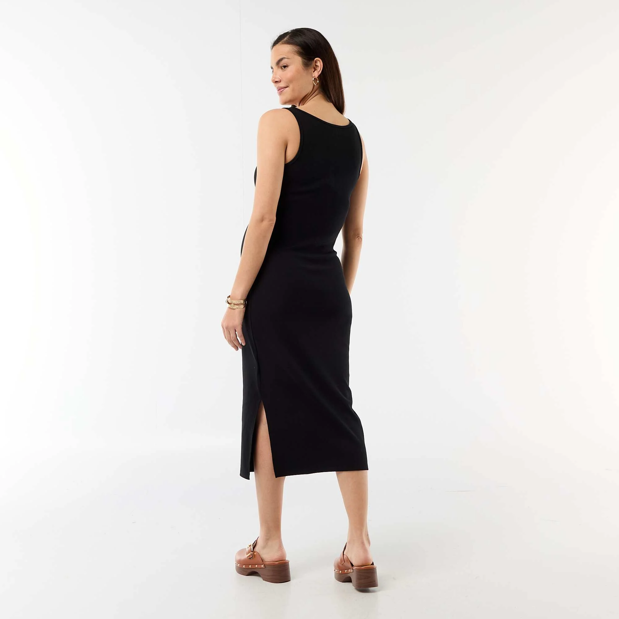 Ribbed Maternity Tank Dress BLACK - Image 3