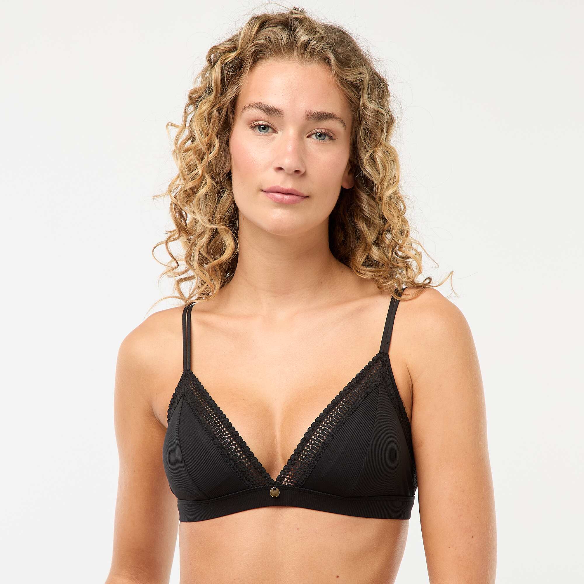 Ribbed Microfiber Triangle Bra BLACK