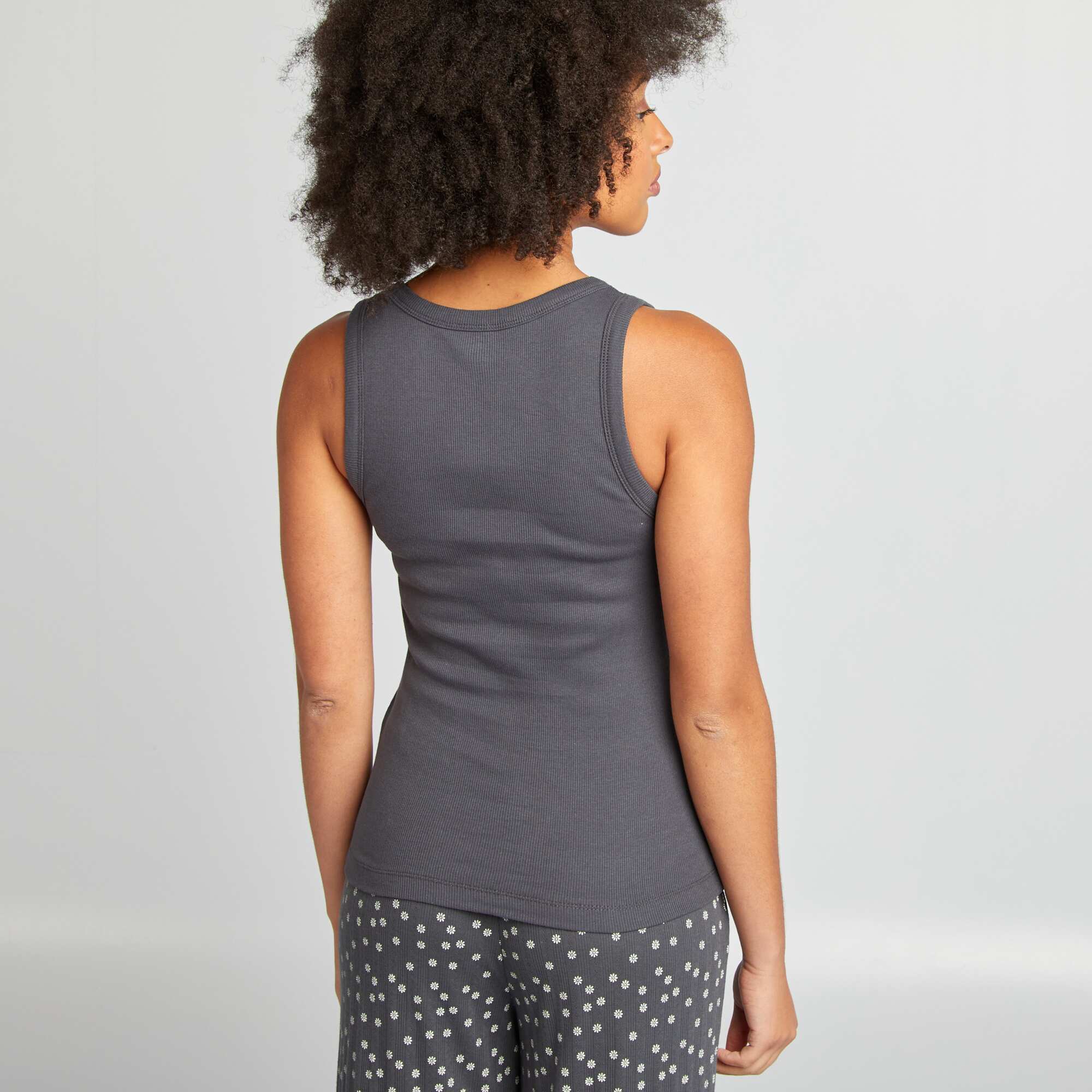 Ribbed pyjama vest top BLUE - Image 3