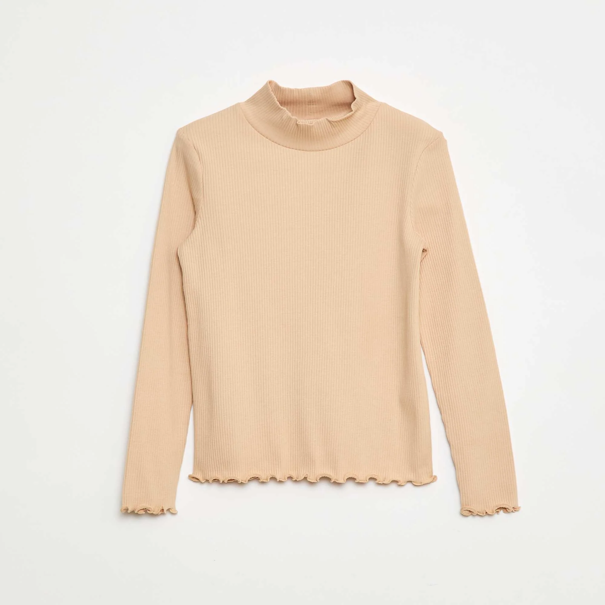 Ribbed Roll Neck Jumper BEIGE